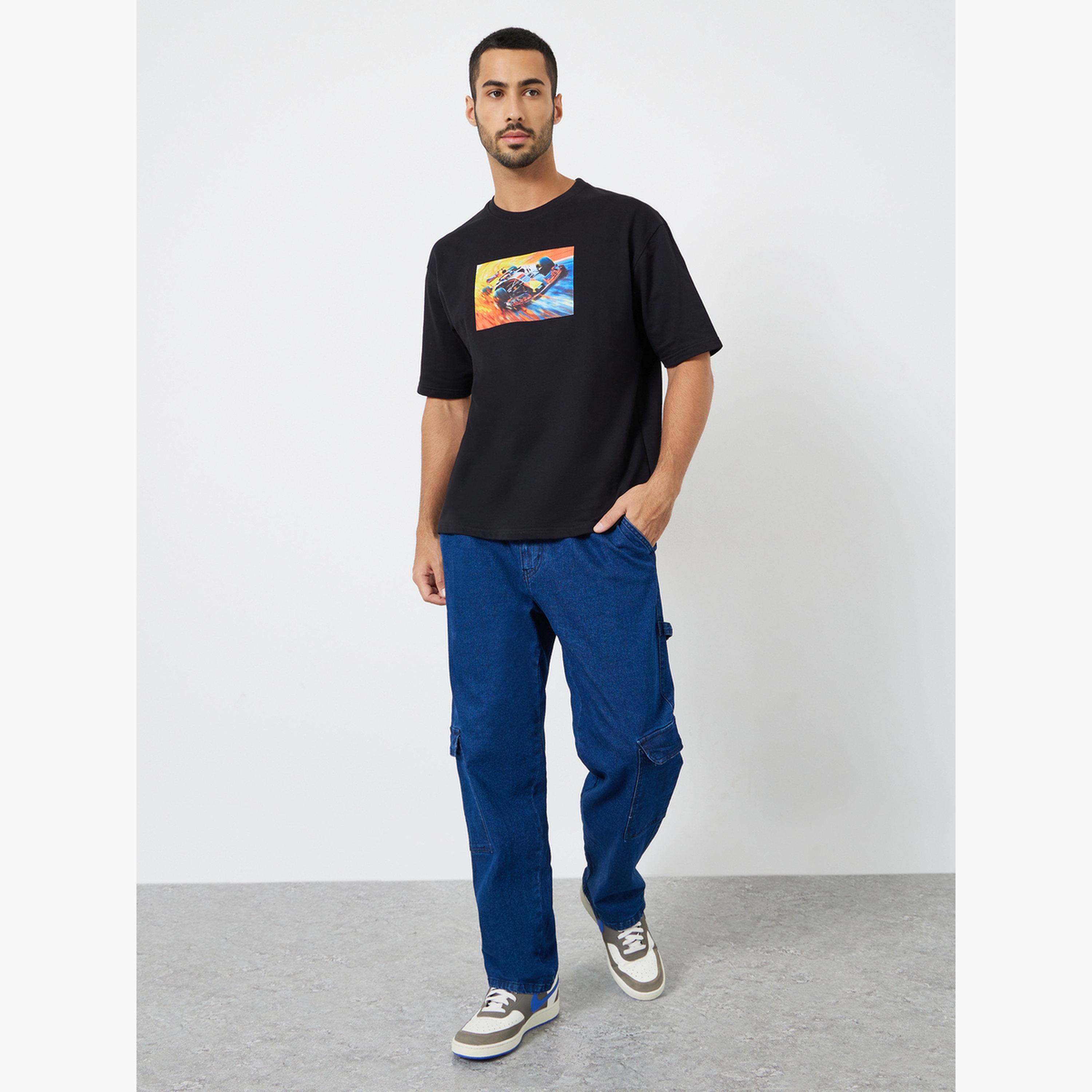 Styli Men Black Graphic Print Oversized T-Shirt-men-clothing-tshirtsandpolos-tshirts-image-2