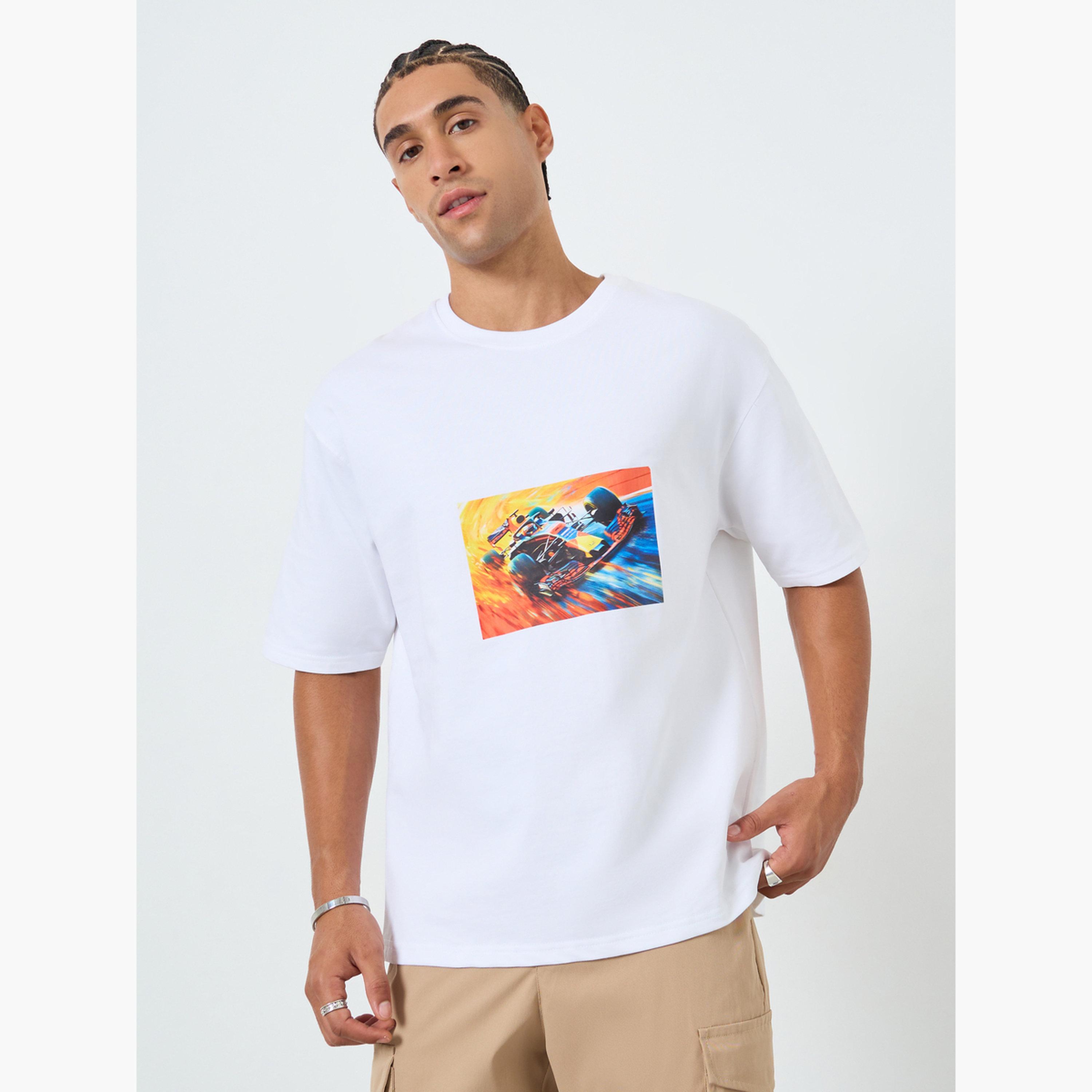 Styli Men White Graphic Print Oversized T-Shirt-men-clothing-tshirtsandpolos-tshirts-image-1