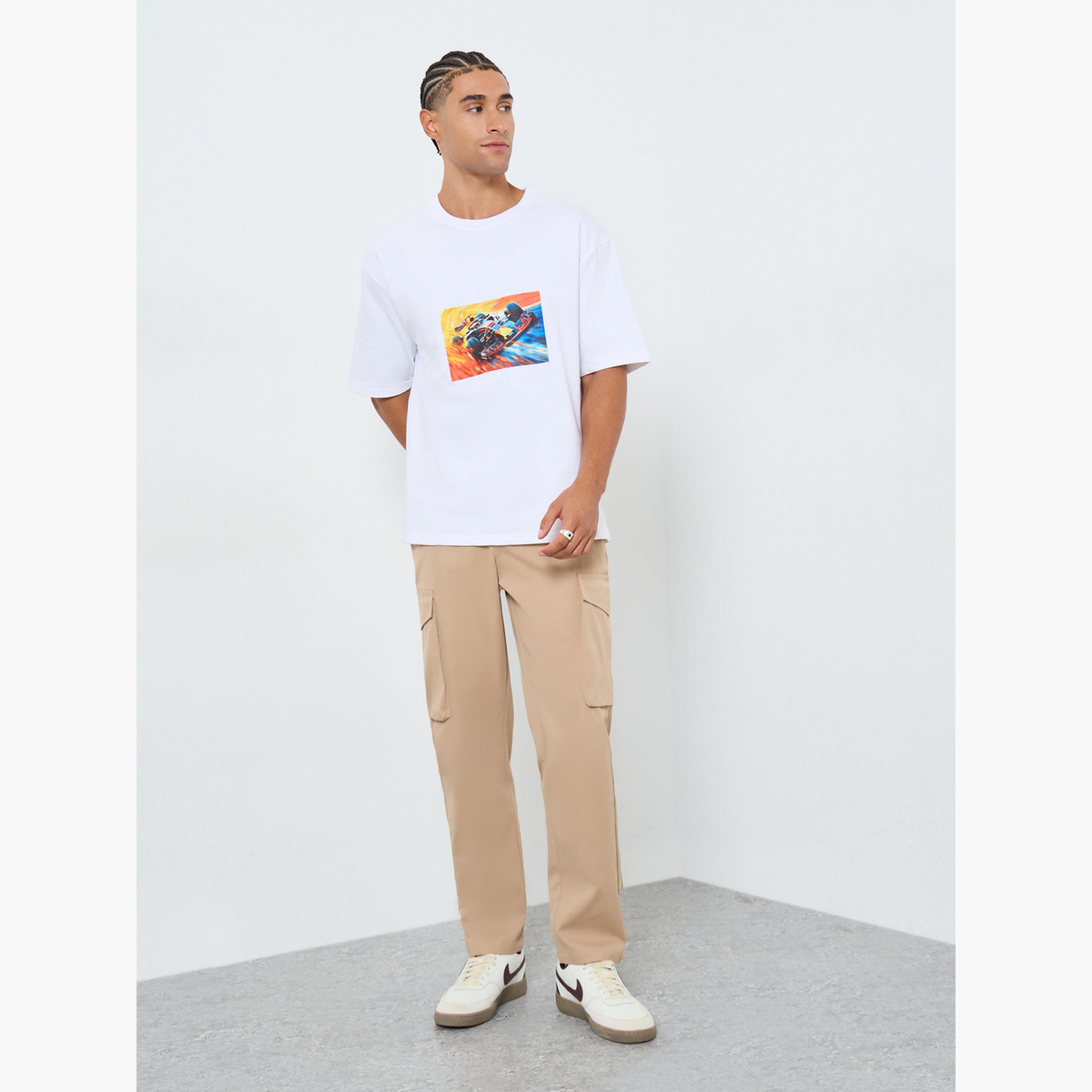 Styli Men White Graphic Print Oversized T-Shirt-men-clothing-tshirtsandpolos-tshirts-image-2