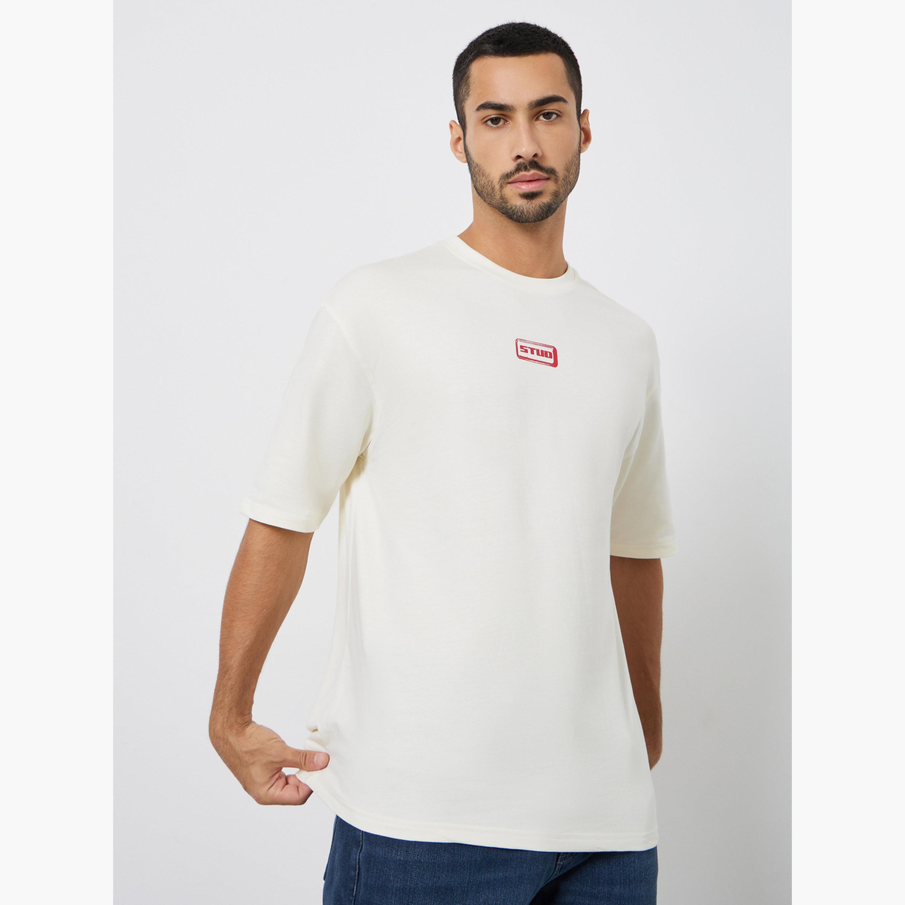Styli Men Beige Graphic Print Oversized T-Shirt-men-clothing-tshirtsandpolos-tshirts-image-1