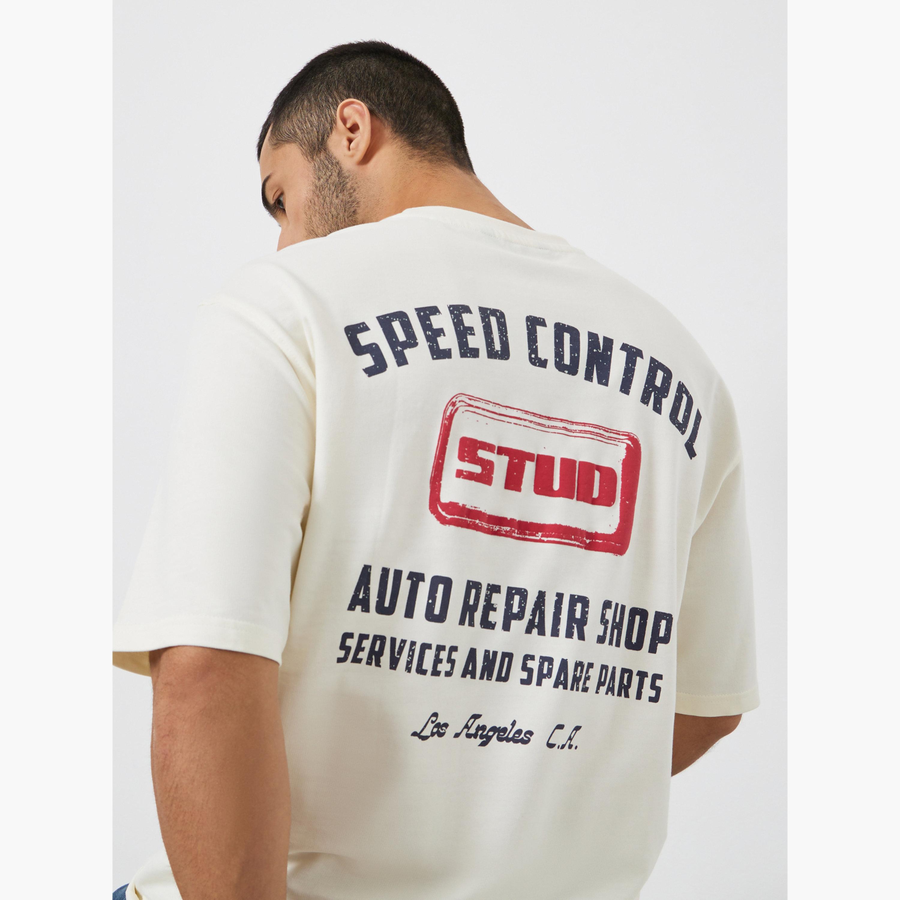 Styli Men Beige Graphic Print Oversized T-Shirt-men-clothing-tshirtsandpolos-tshirts-image-3