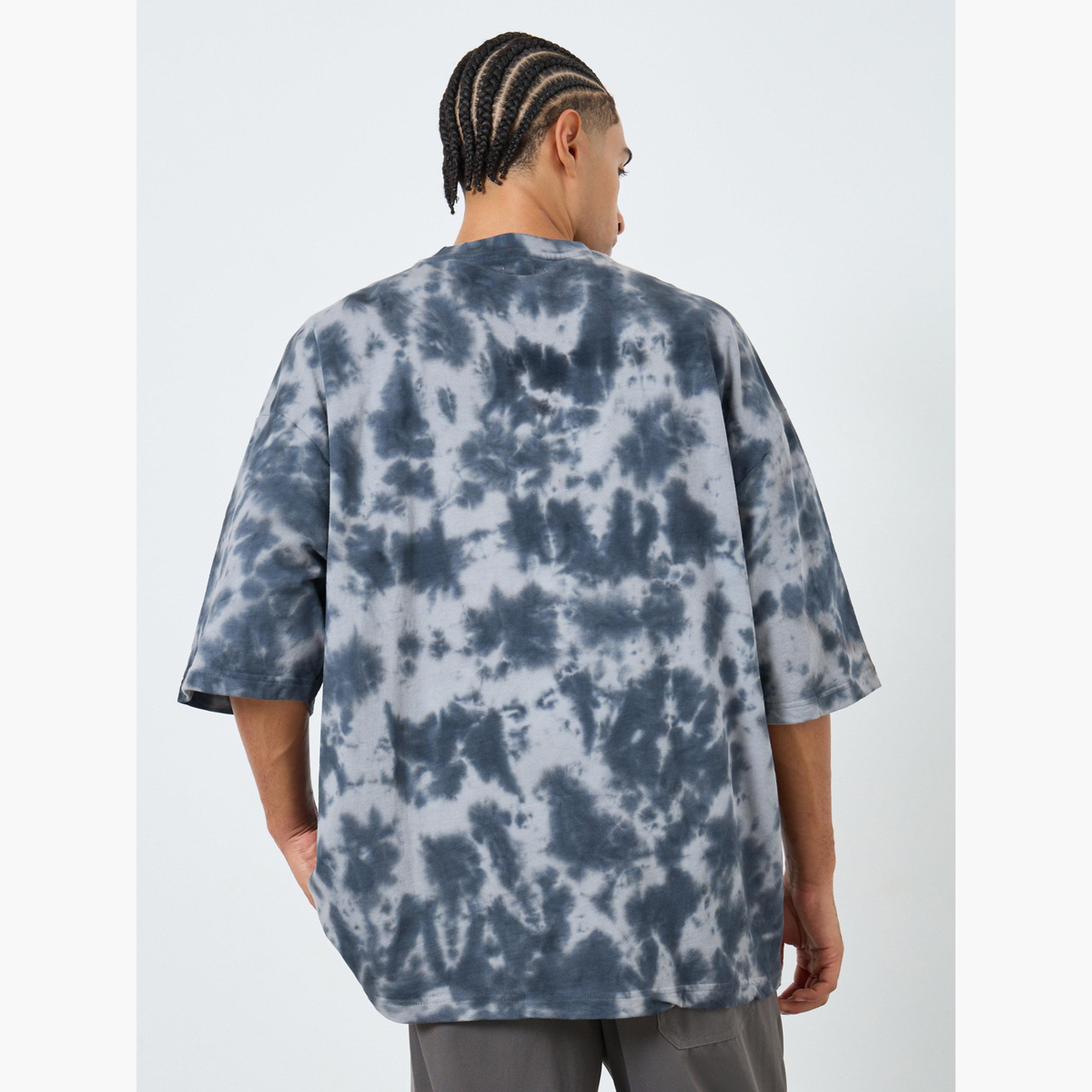 Styli Men Grey Tie-Dye Graphic Print Oversized T-Shirt-men-clothing-tshirtsandpolos-tshirts-image-4