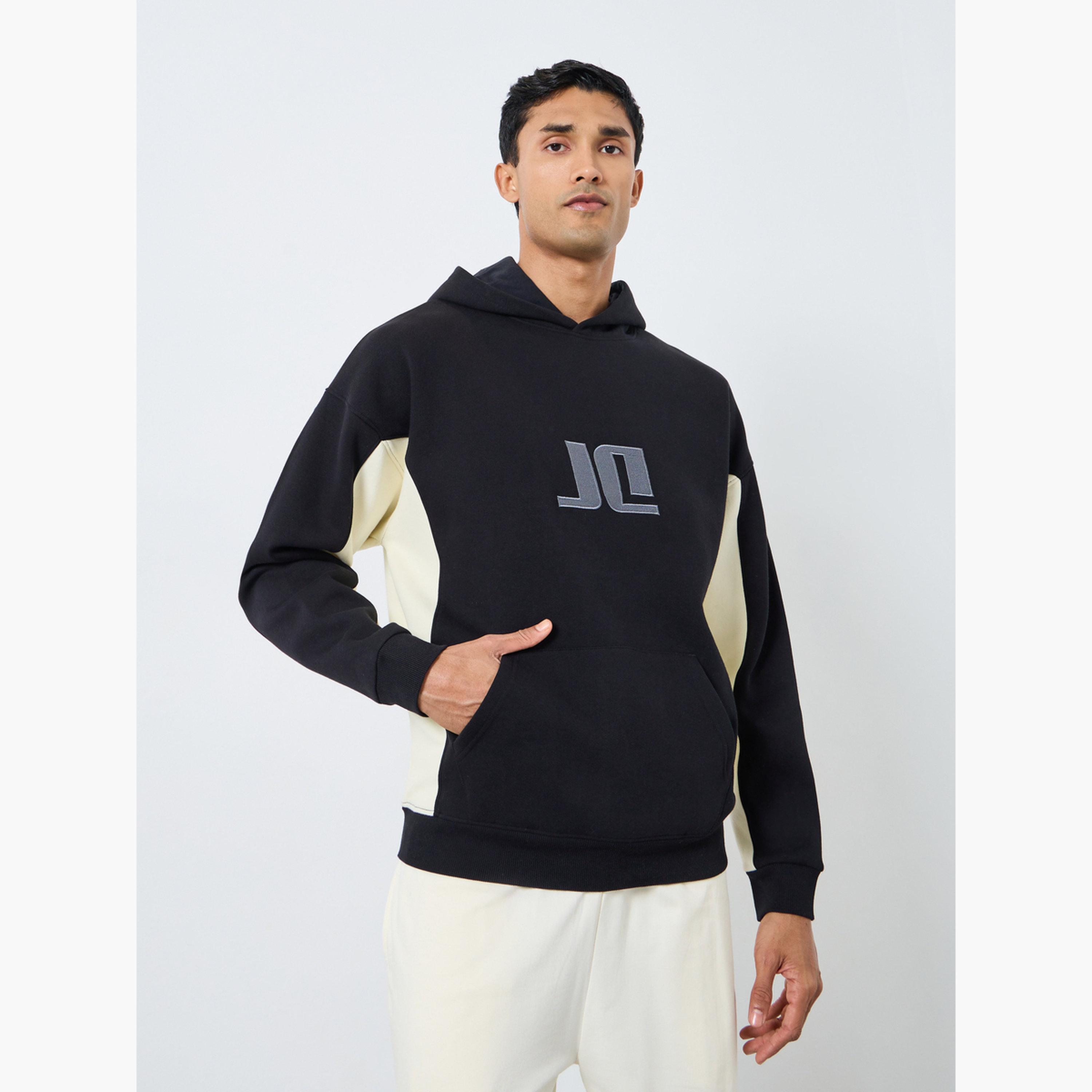 Styli Men Black Embroidered Hoodie-men-winterwear-hoodiesandsweatshirts-image-1