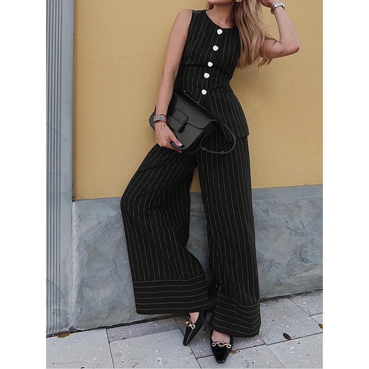 Take Two Striped Button Up Top and Pants Co-Ords-women-clothing-coordsets-image-6