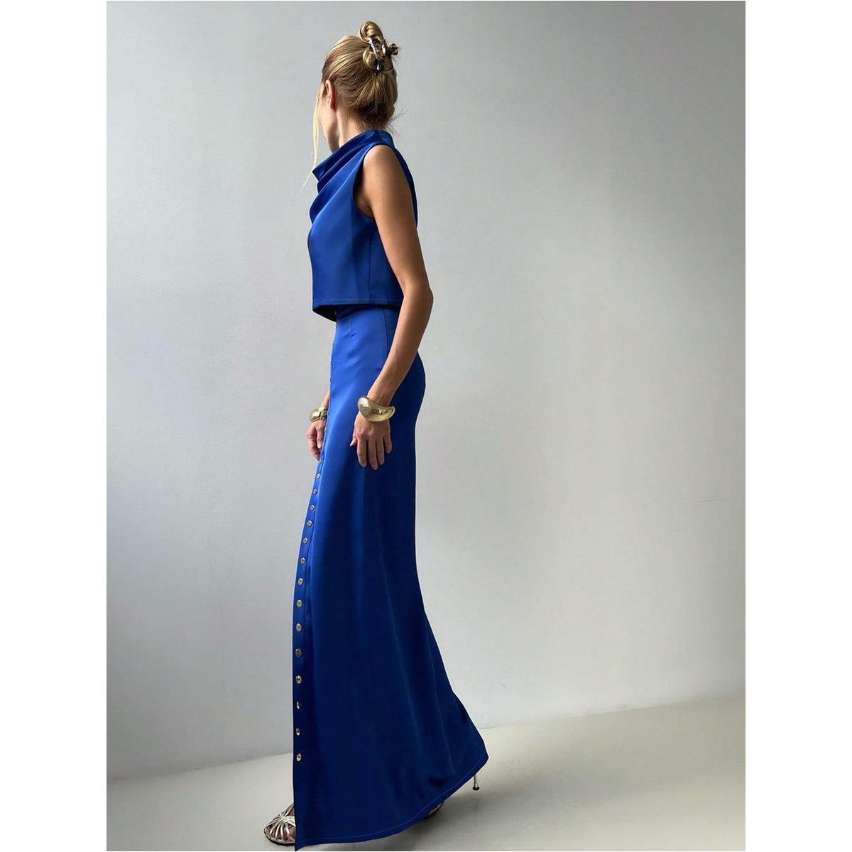 طقم منسق من تنورة طويلة وبلوزة ساتان-women-clothing-coordsets-image-11