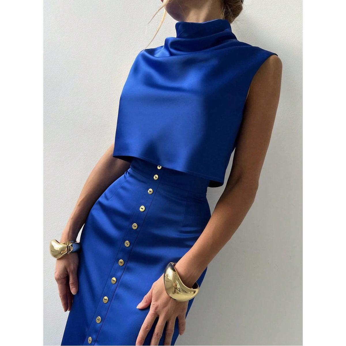 طقم منسق من تنورة طويلة وبلوزة ساتان-women-clothing-coordsets-image-3