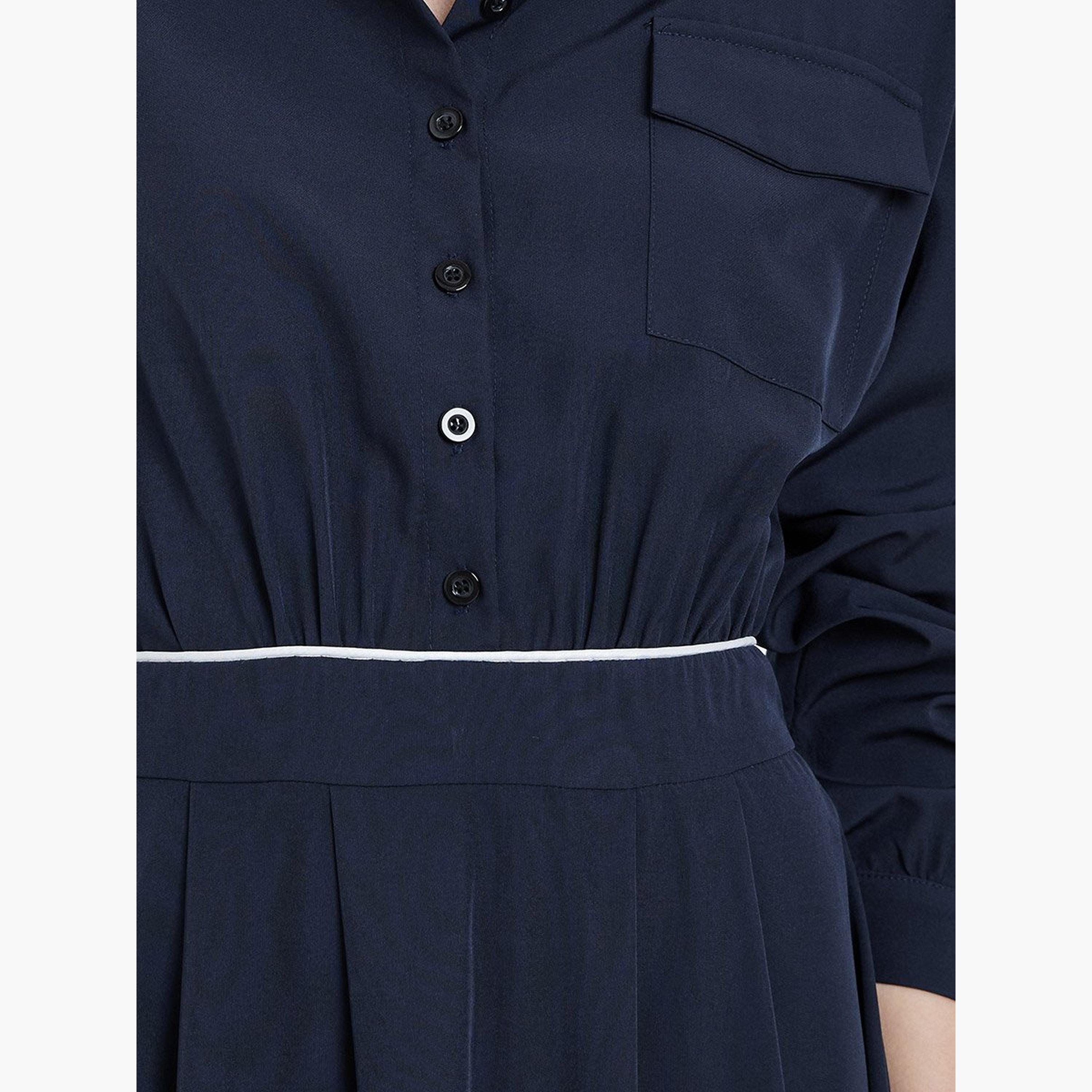 Take Two Solid Collared Shirt A-Line Midi Dress-women-clothing-dresses-image-4