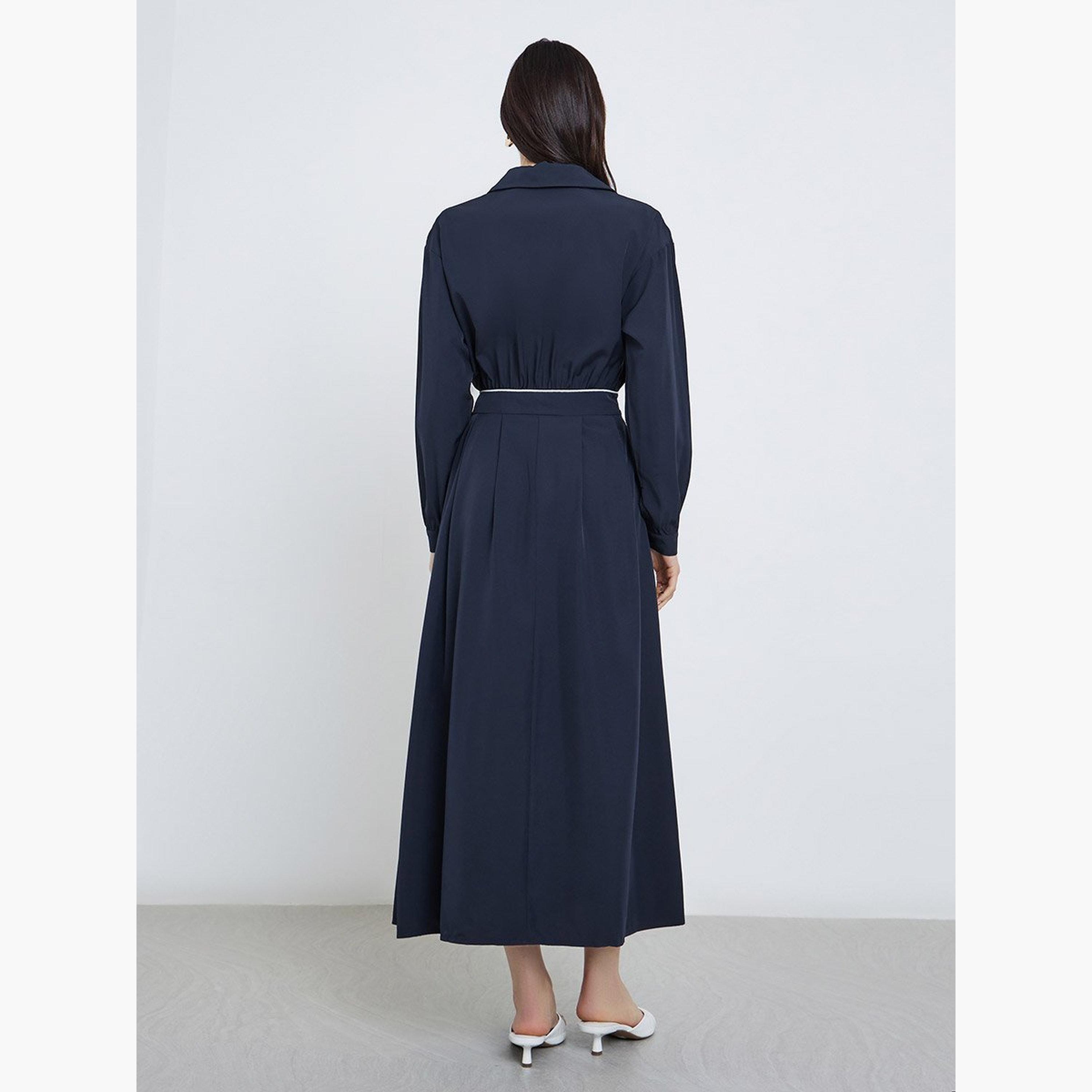 Take Two Solid Collared Shirt A-Line Midi Dress-women-clothing-dresses-image-5