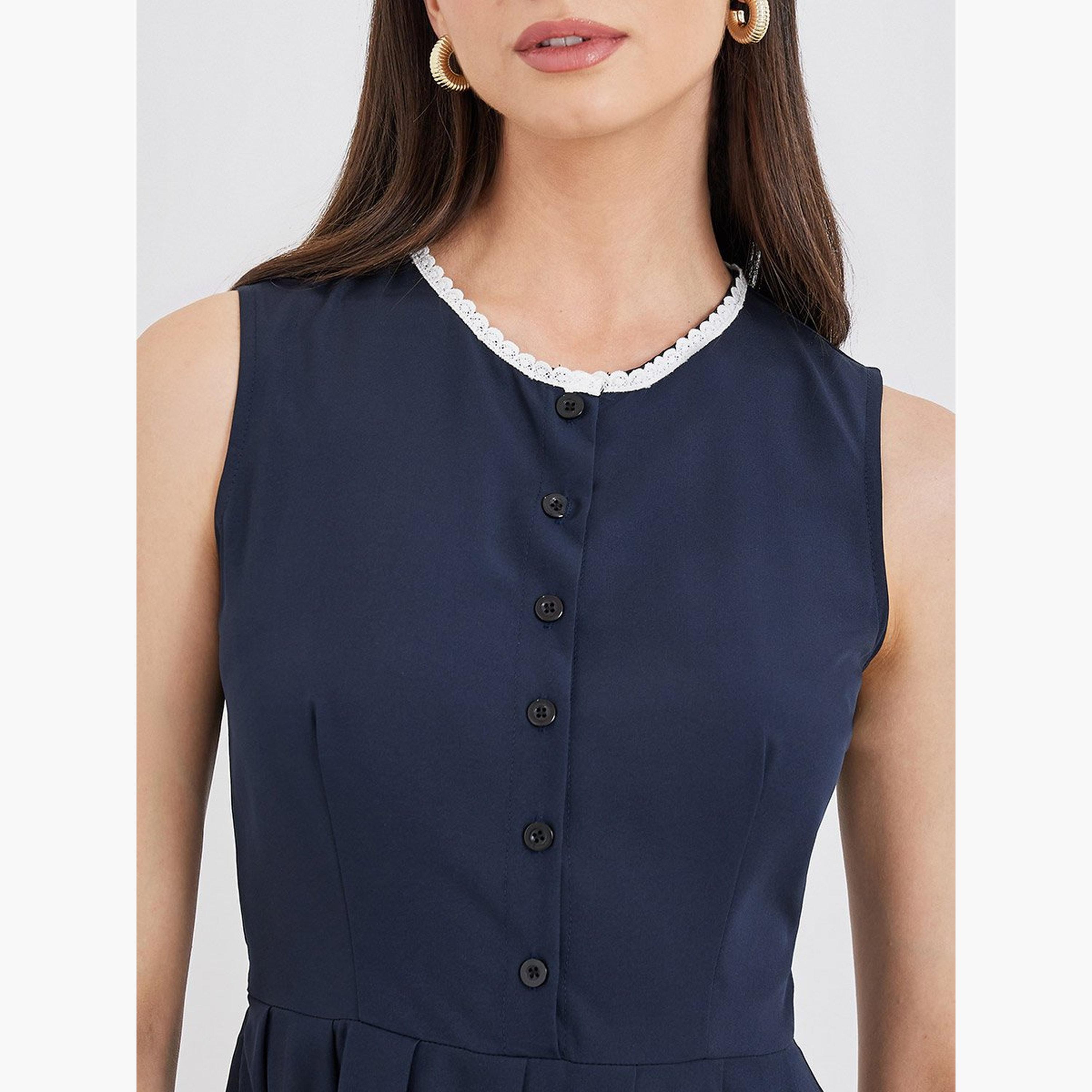 تيك تو - فستان ماكسي بدون أكمام مزين بالدانتيل-women-clothing-dresses-image-4