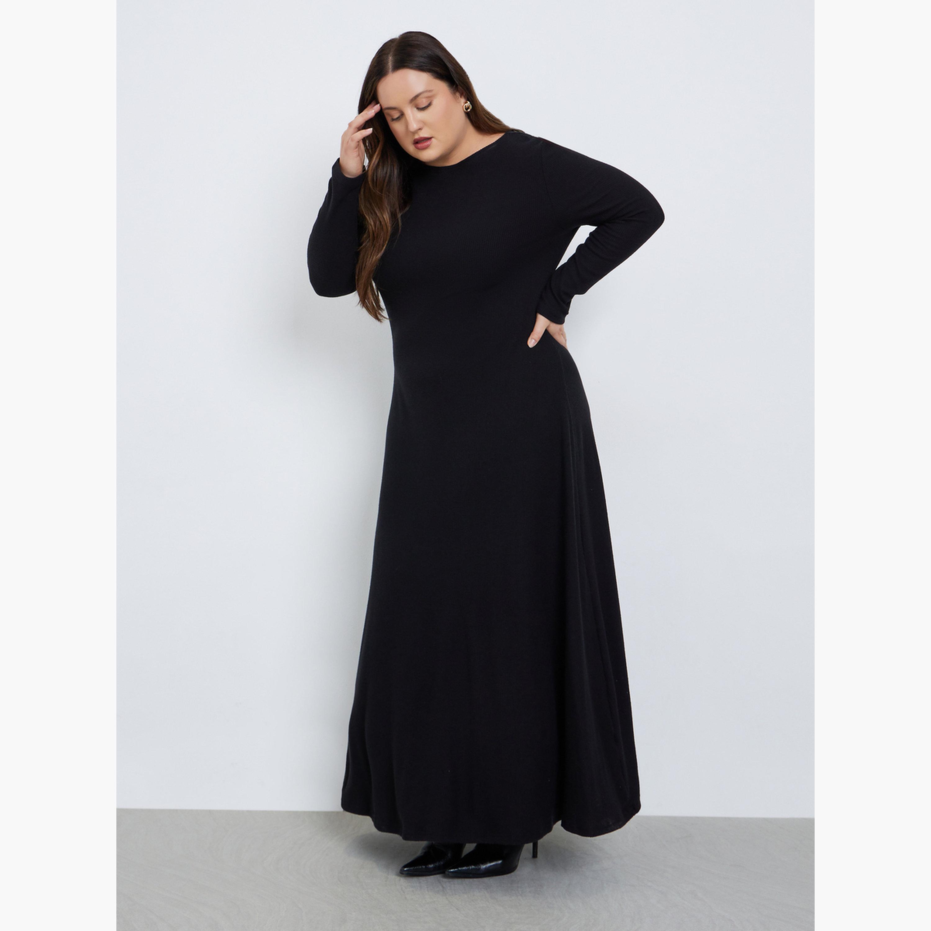 ستايلي - فستان ماكسي مضلع ناعم مقاس كبير-women-clothing-dresses-image-2