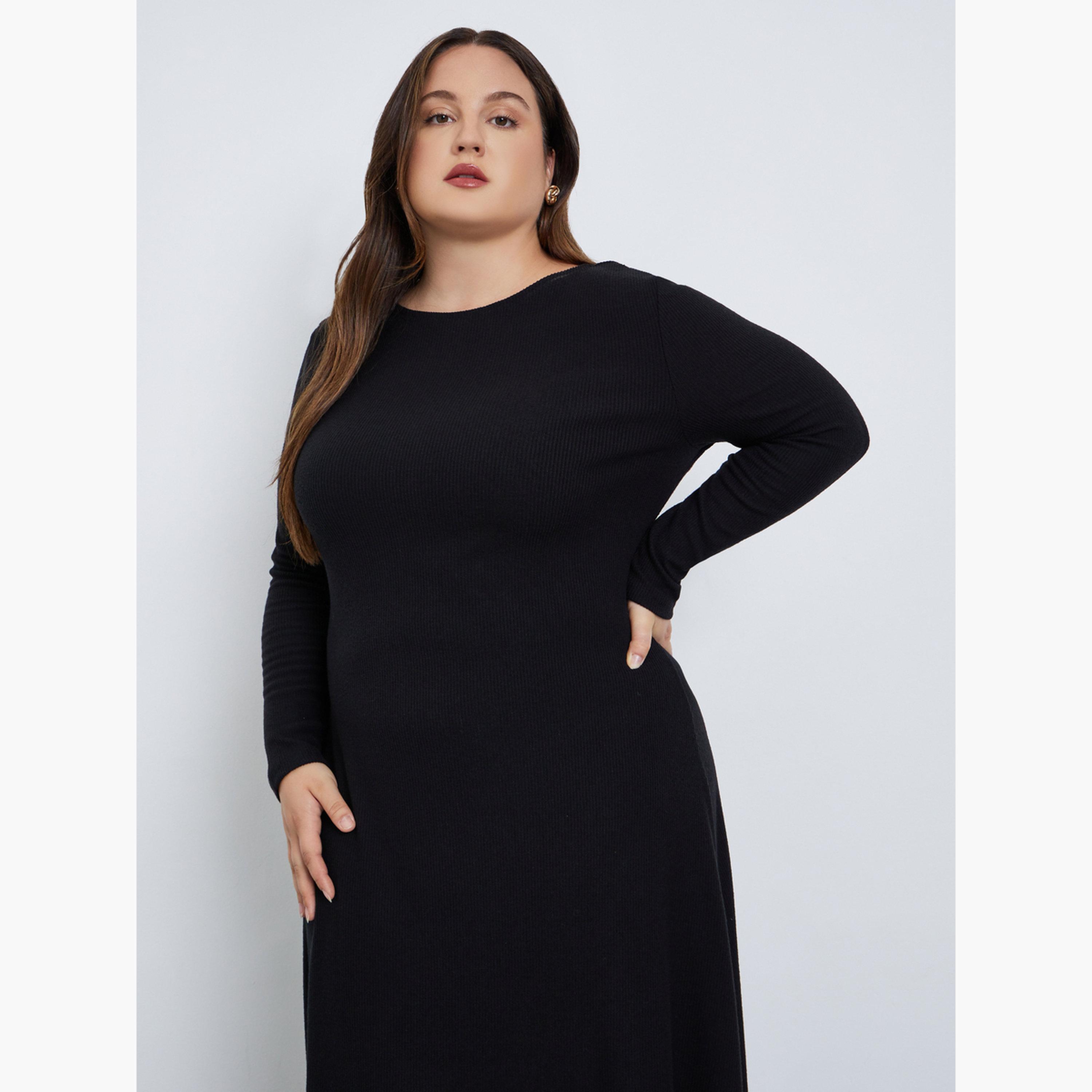 Styli Plus Size Brushed Ribbed Maxi Dress-women-clothing-dresses-image-4
