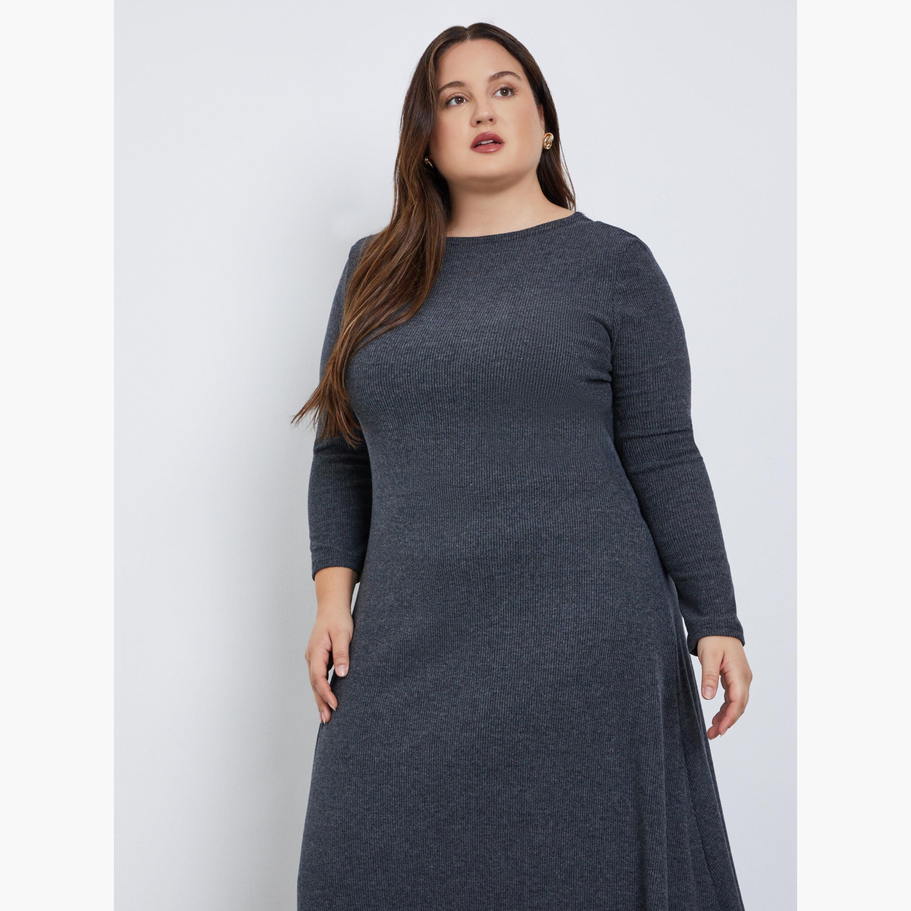 ستايلي - فستان ماكسي مضلع ناعم مقاس كبير-women-clothing-dresses-image-2