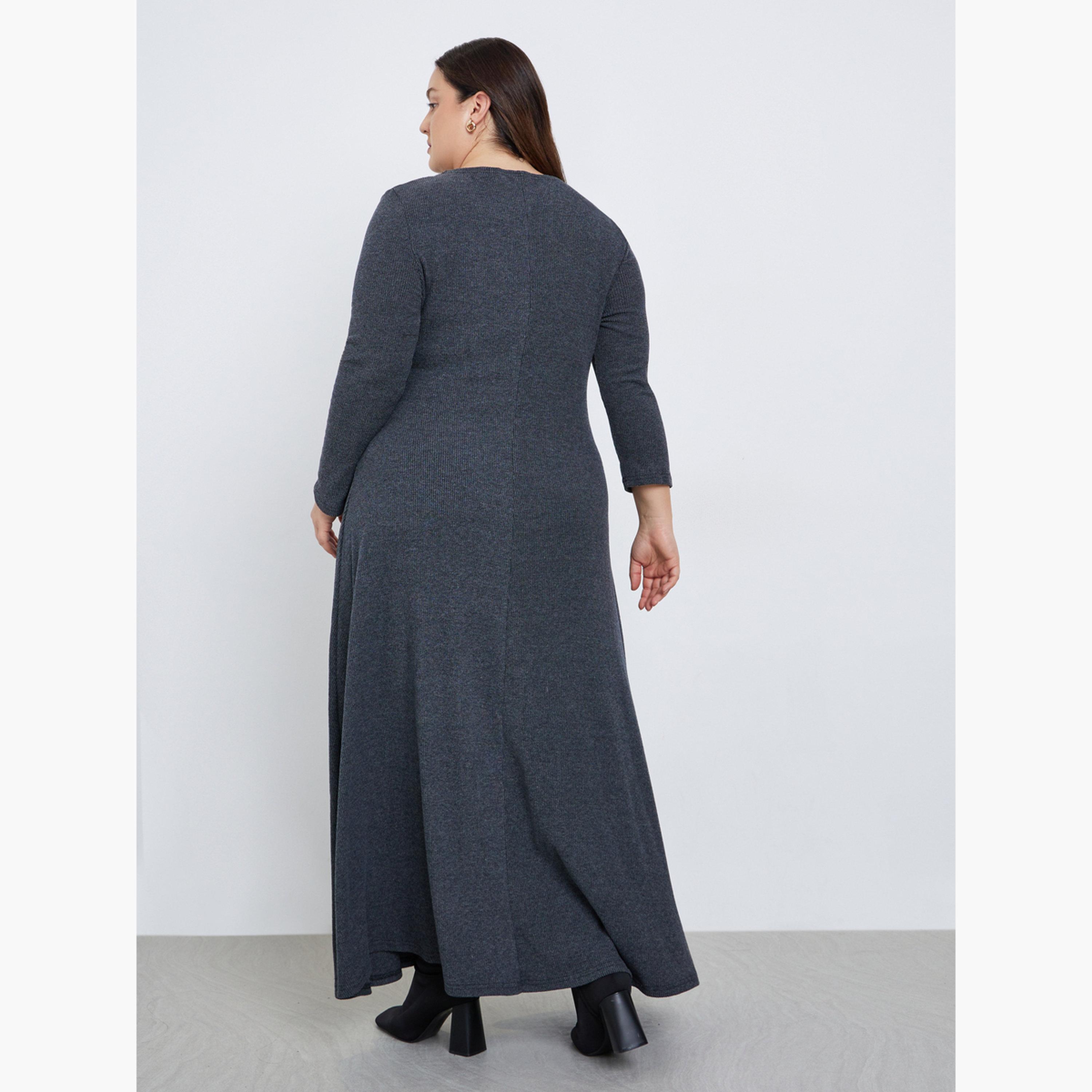 ستايلي - فستان ماكسي مضلع ناعم مقاس كبير-women-clothing-dresses-image-3