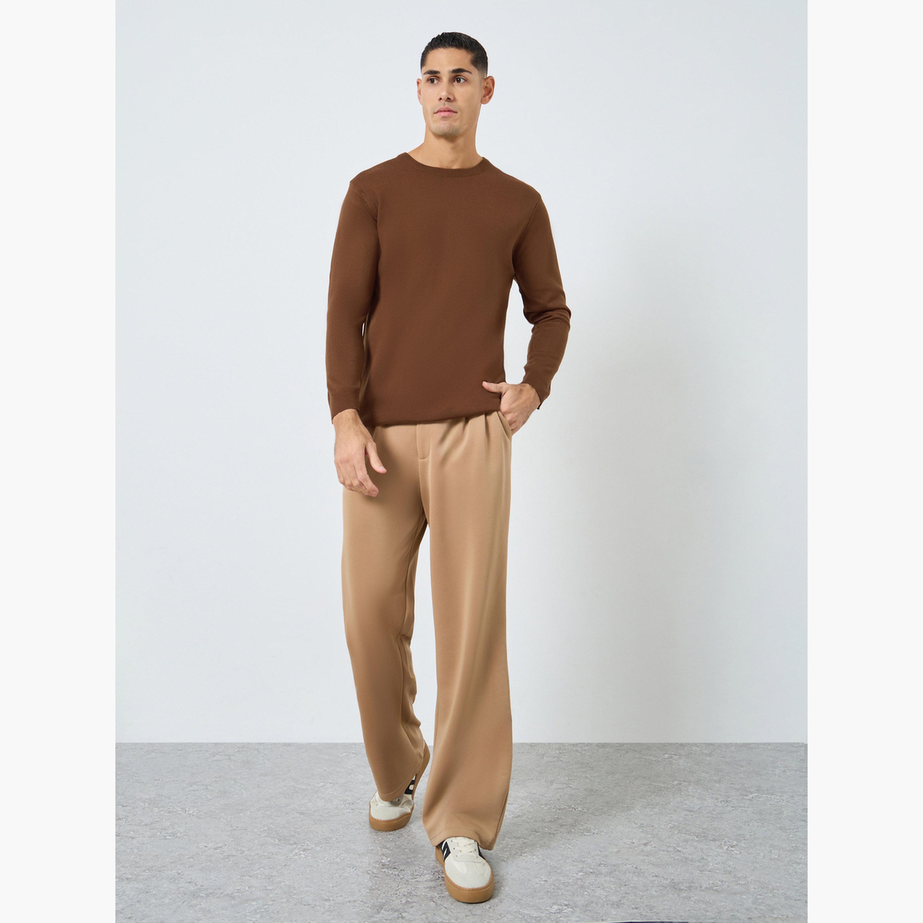 ستايلي - سترة بنية محبوكة بأكمام طويلة للرجال -men-clothing-sweatersandpullovers-image-2