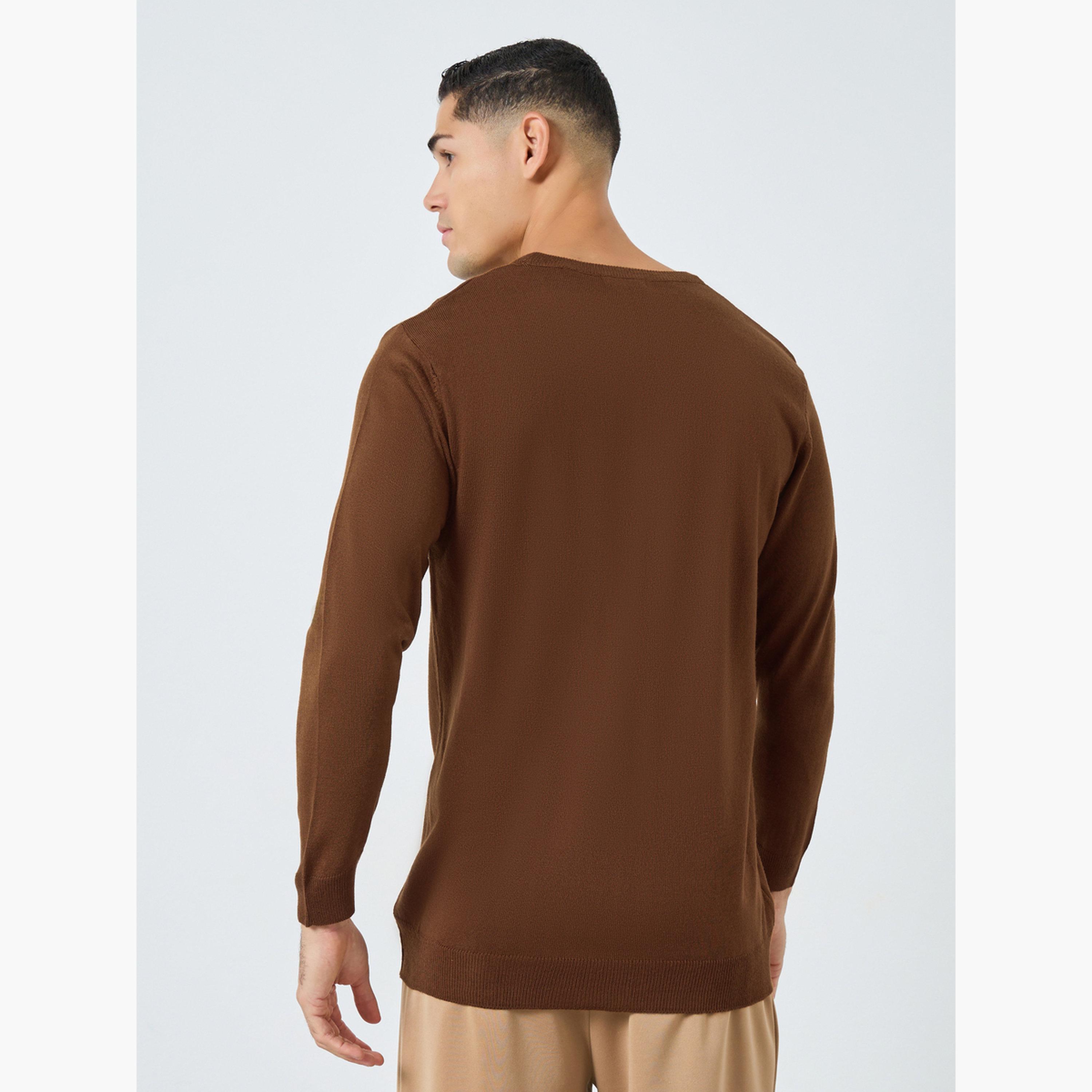 ستايلي - سترة بنية محبوكة بأكمام طويلة للرجال -men-clothing-sweatersandpullovers-image-3