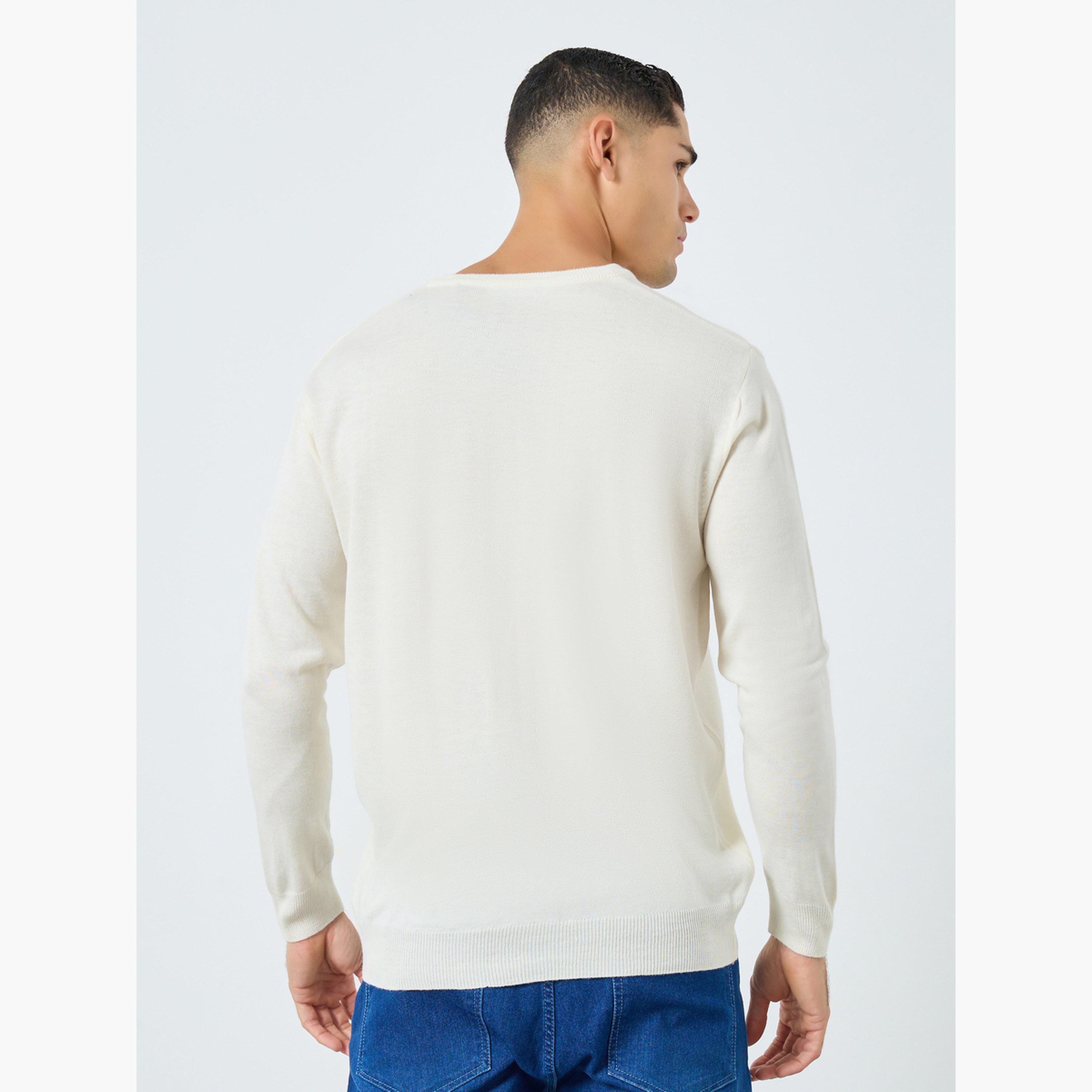 ستايلي - سترة  لون اوف وايت  برقبة على شكل حرف V للرجال -men-clothing-sweatersandpullovers-image-5