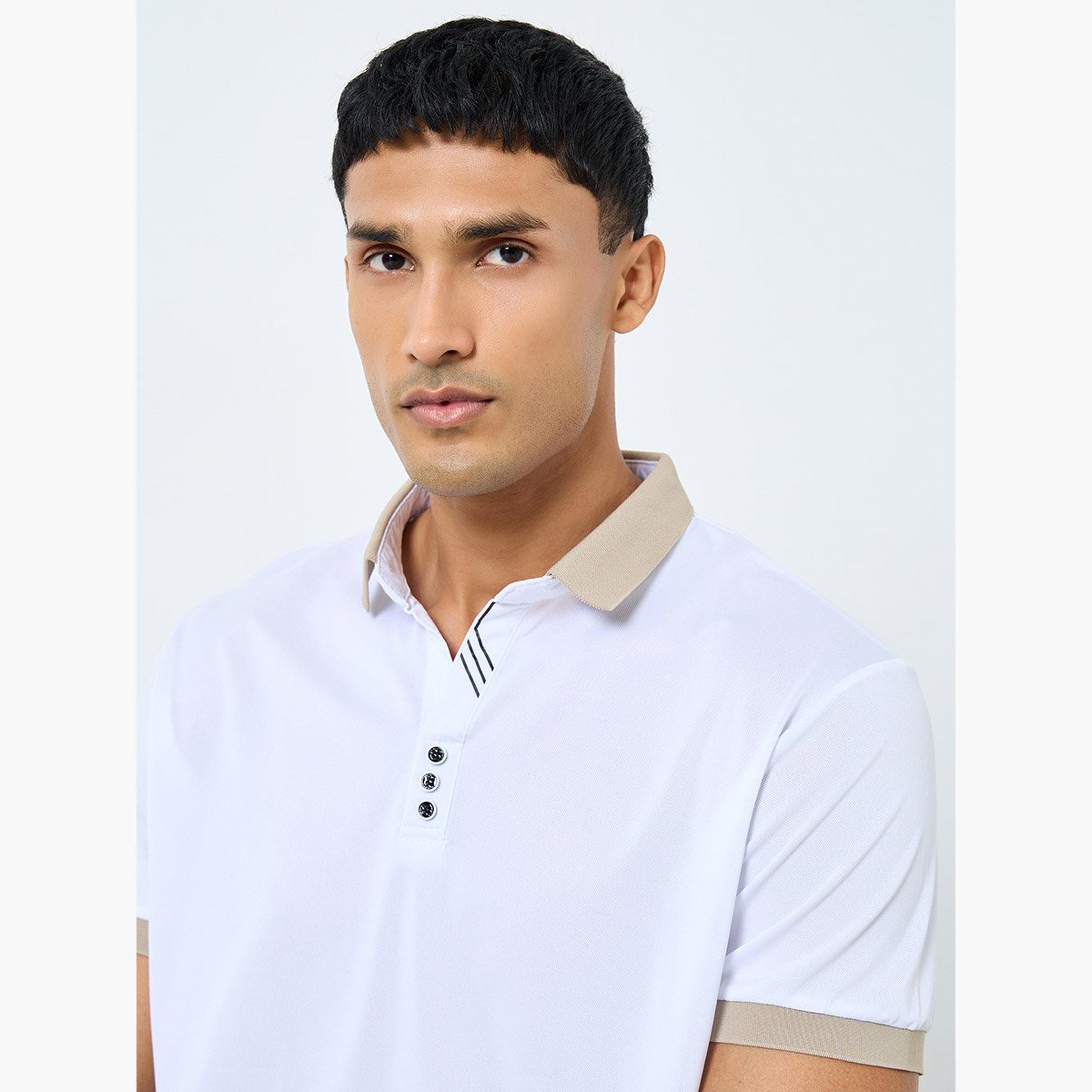 ستايلي - قميص بولو للرجال بقصّة عادية مع تفاصيل ضلع متباينة-men-clothing-sportswearandactivewear-tshirtsandpolos-image-3