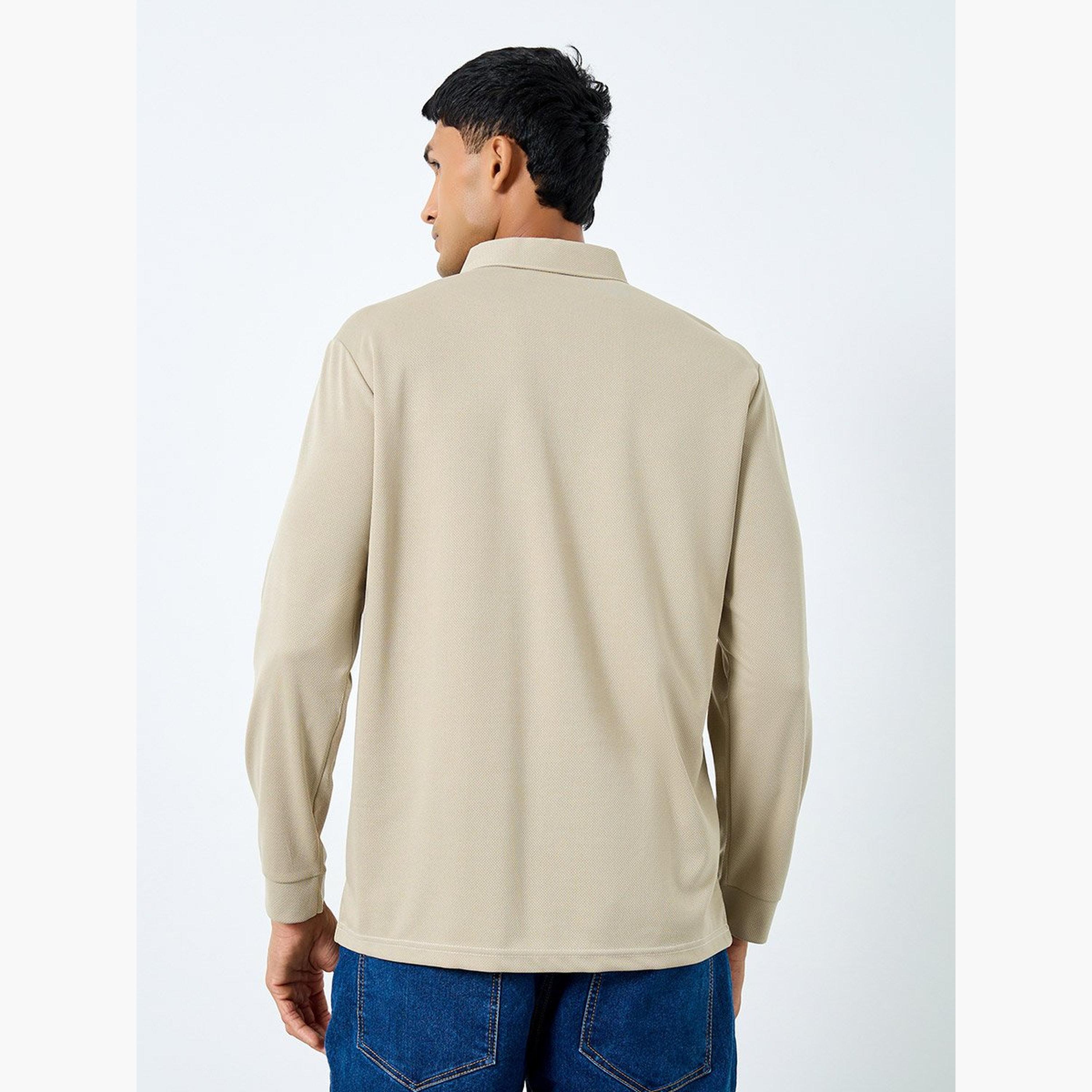 Styli Men Beige Long Sleeve Polo T-Shirt-men-clothing-tshirtsandpolos-polos-image-4