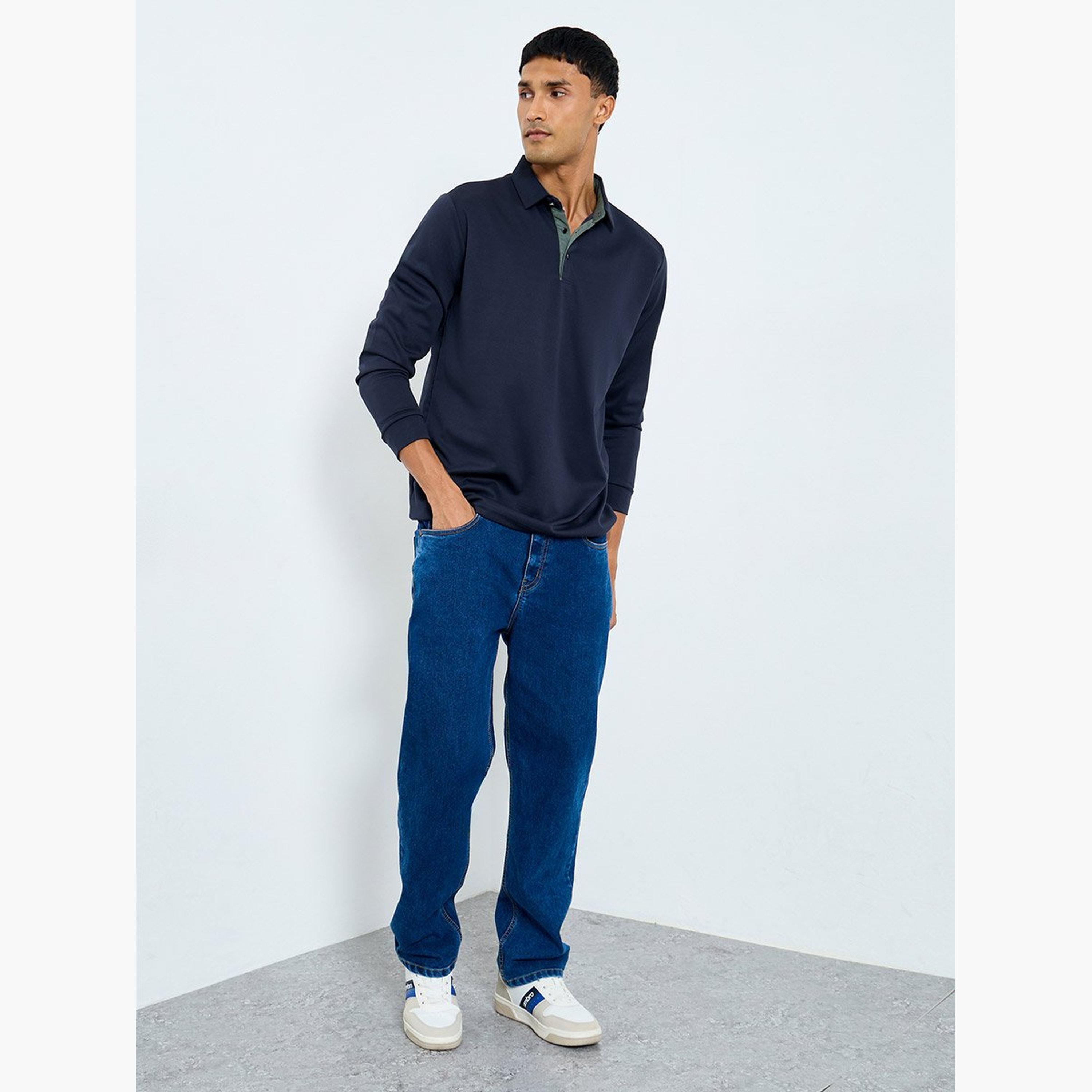 Styli Men Navy Blue Long Sleeve Polo T-Shirt-men-clothing-tshirtsandpolos-polos-image-2