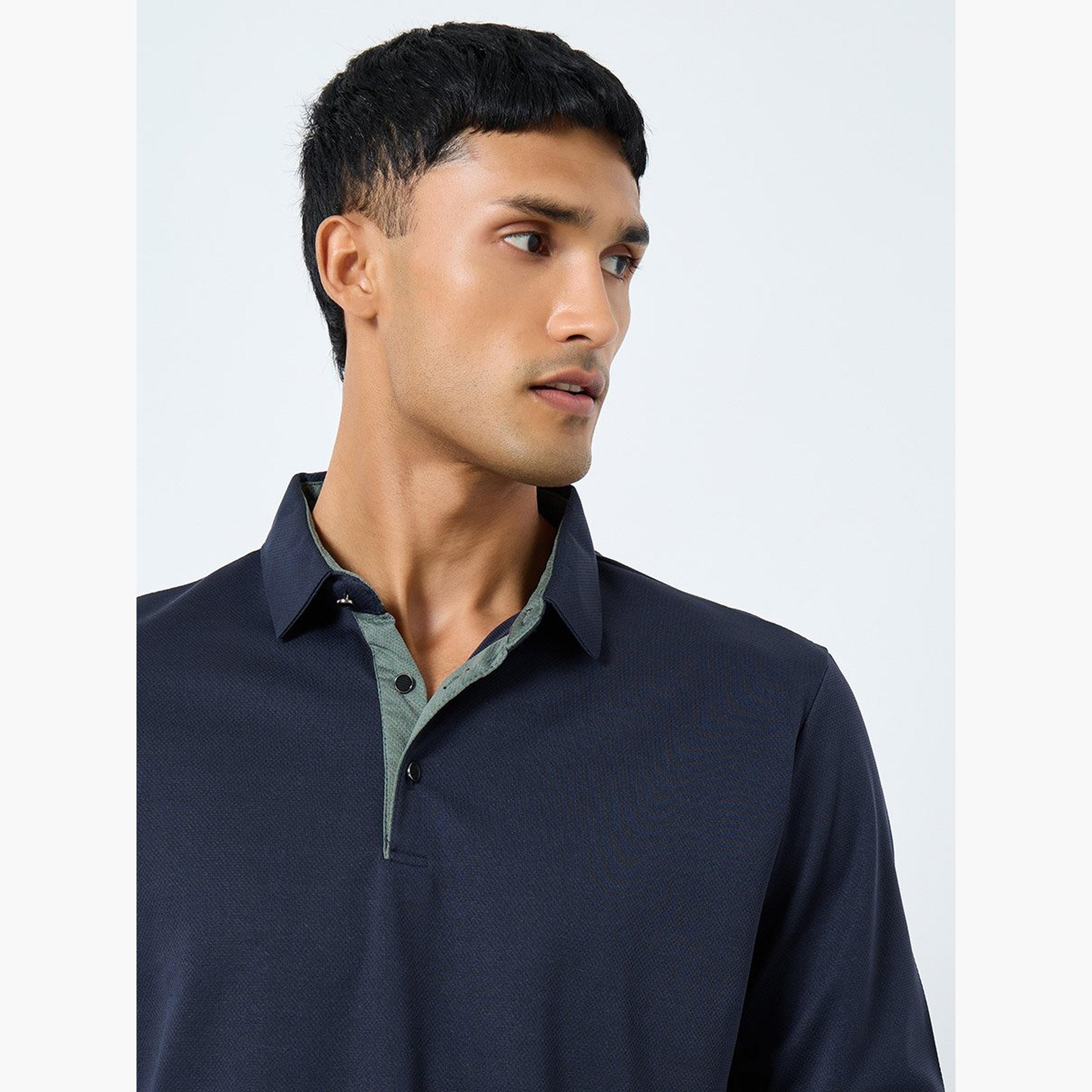 ستايلي - تي شيرت بولو للرجال أزرق داكن بأكمام طويلة-men-clothing-sportswearandactivewear-tshirtsandpolos-image-3