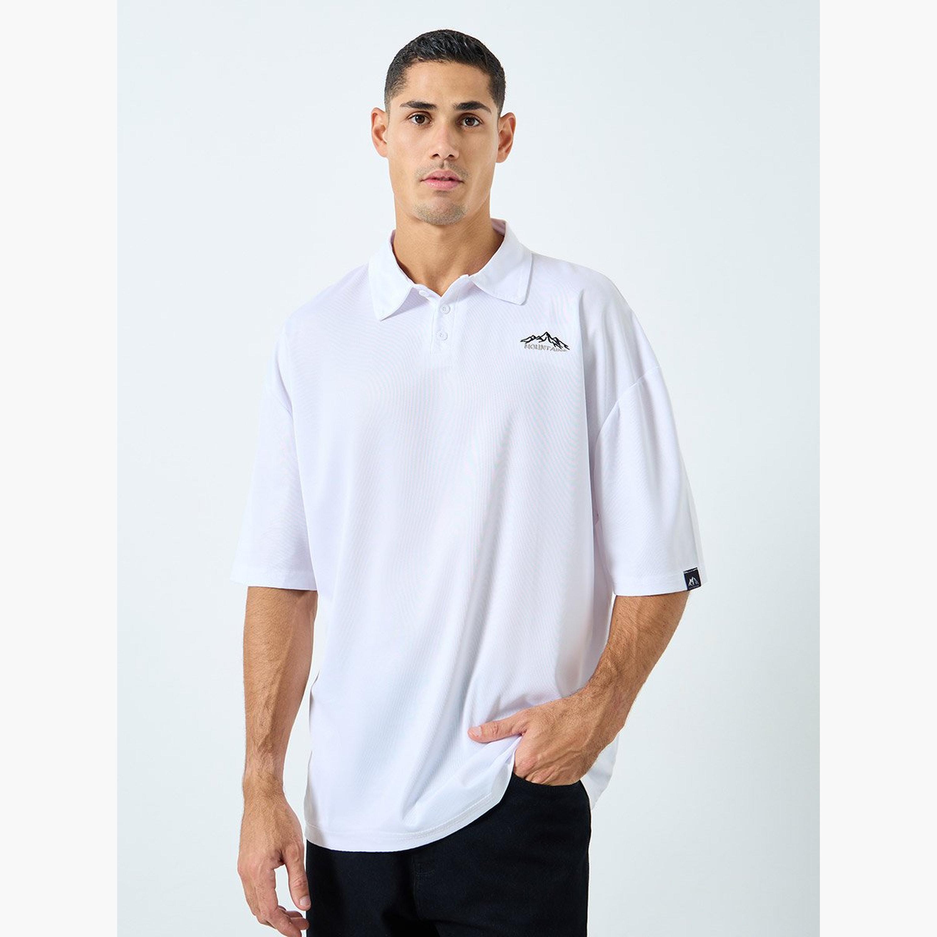 Styli White Embroidered Oversized Polo Shirt-men-clothing-tshirtsandpolos-polos-image-1