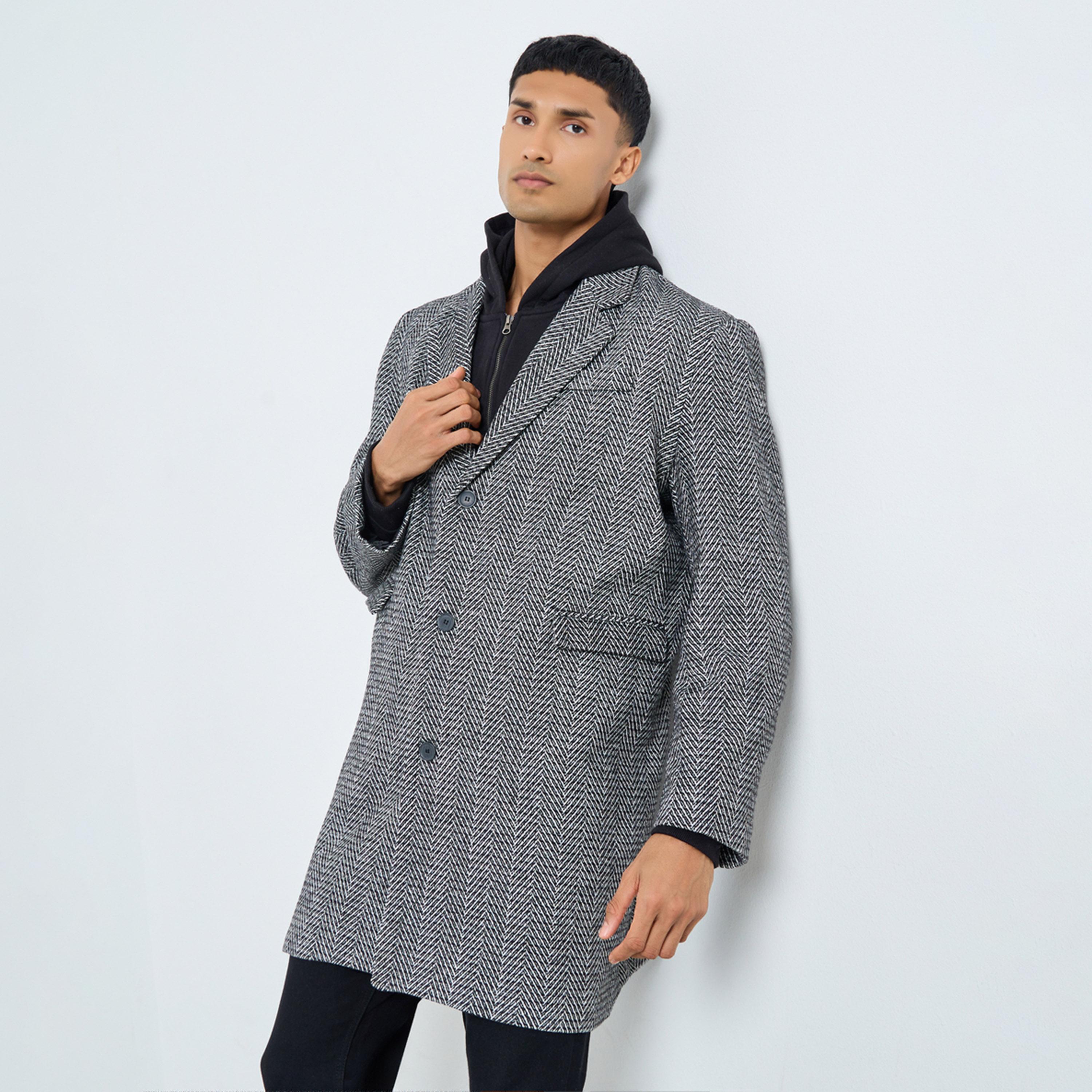 Styli Men Oversized Herringbone Woven Winter Coat-men-clothing-jacketsandblazers-coats-image-1