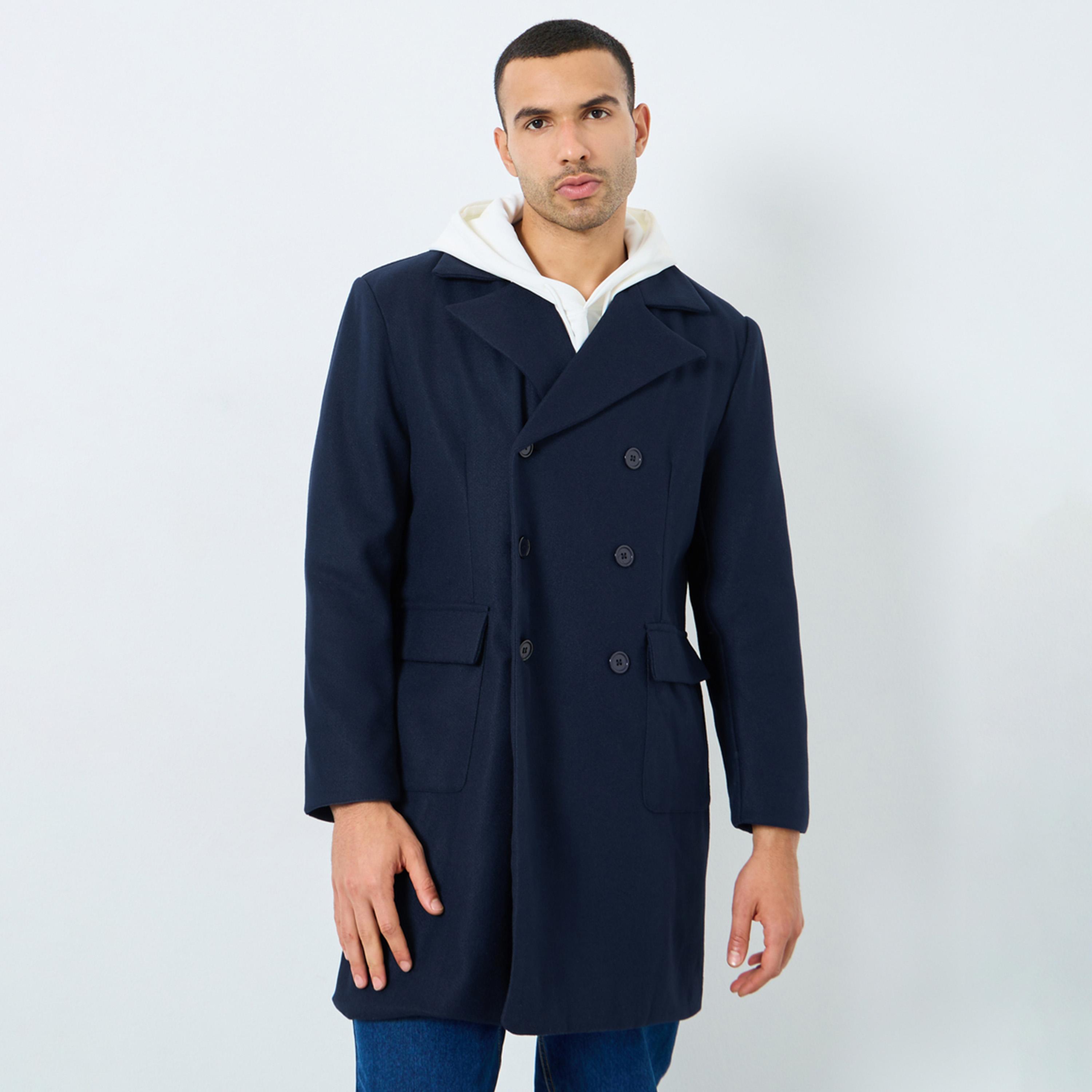 Styli Men Navy Oversized Double Breasted Wool Like Coat-men-clothing-jacketsandblazers-coats-image-1