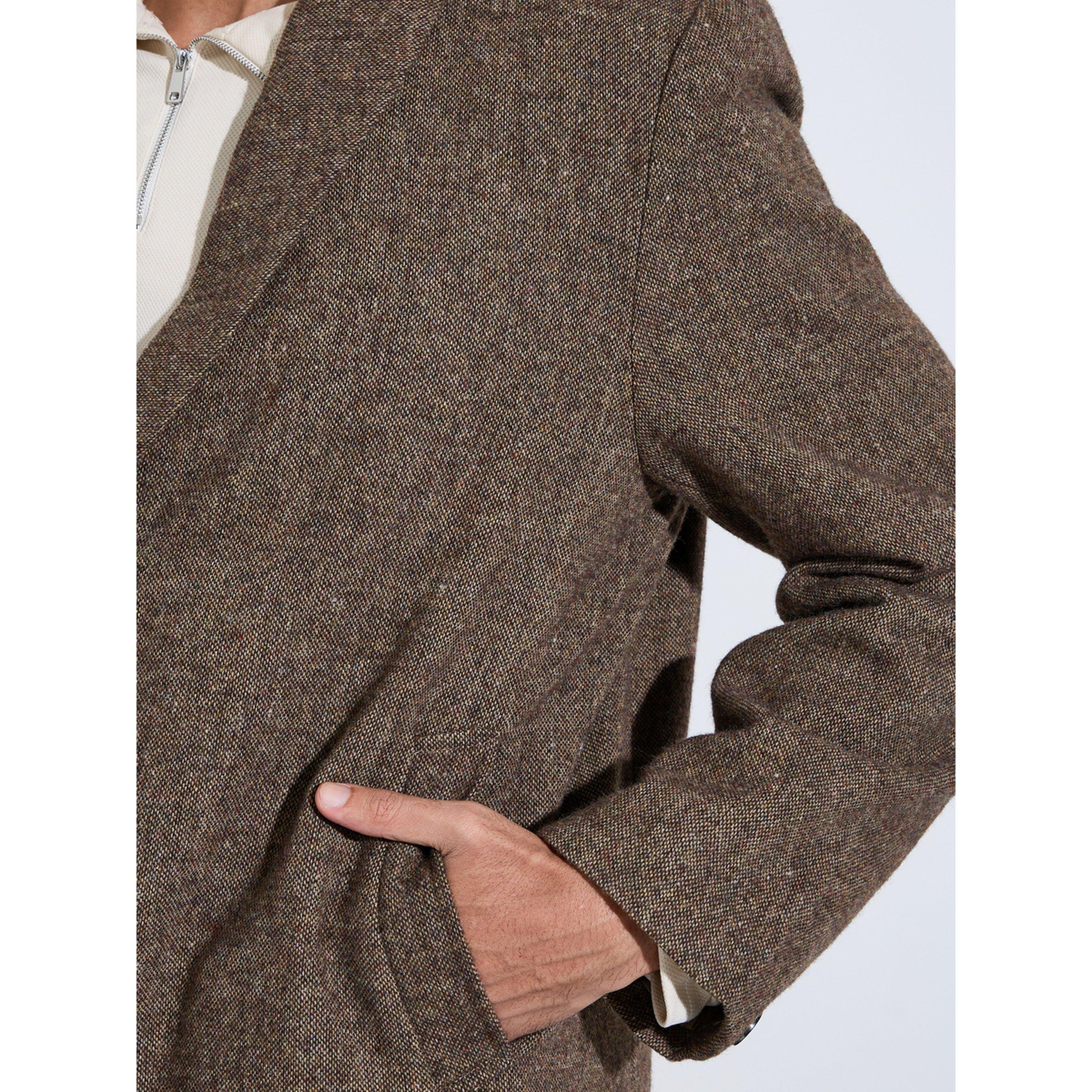 Styli Men Brown Oversized Textured Buttoned Coat-men-winterwear-jacketsandblazers-image-5