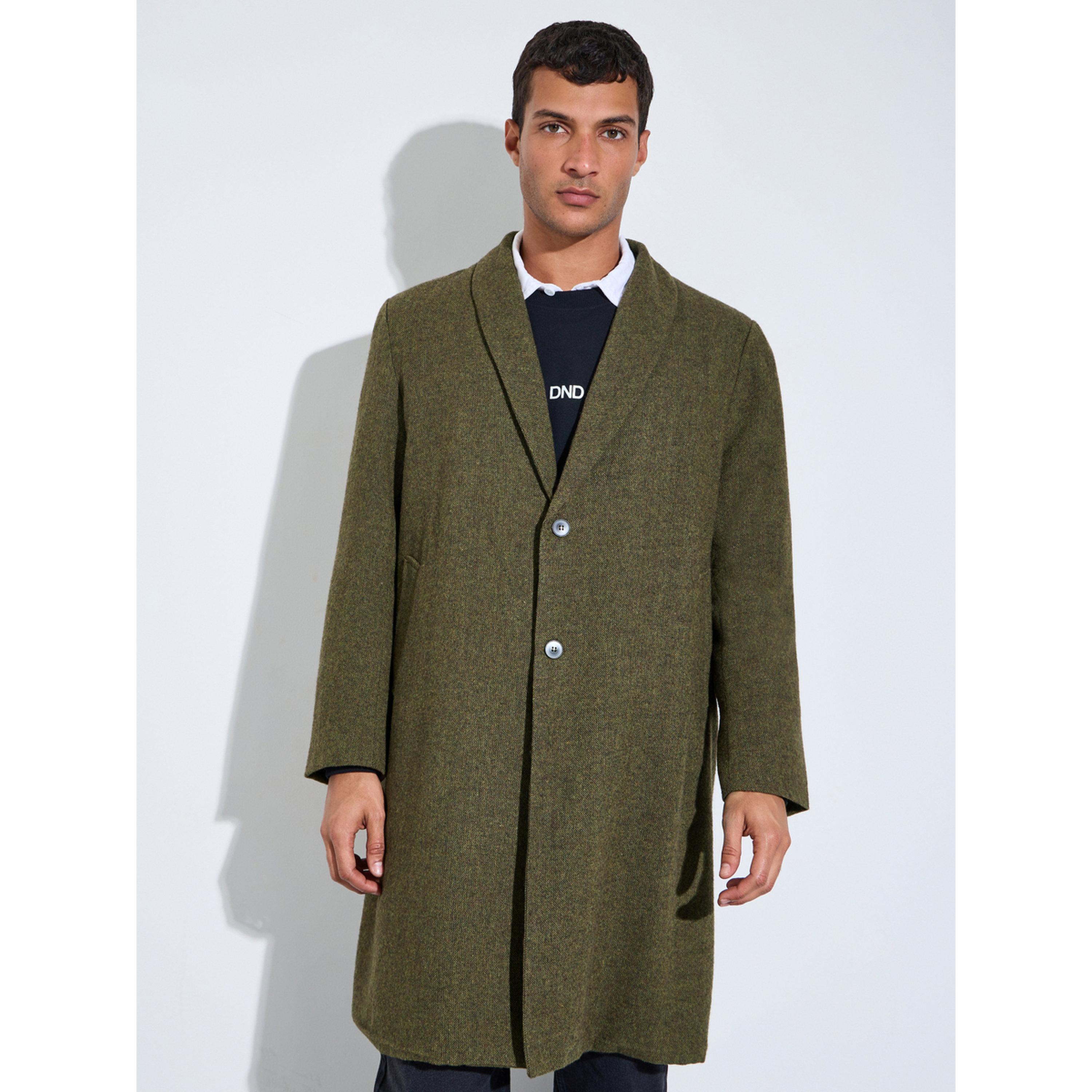 معطف بأزرار وتفاصيل بارزة الملمس واسع للرجال باللون الزيتي-men-winterwear-jacketsandblazers-image-1