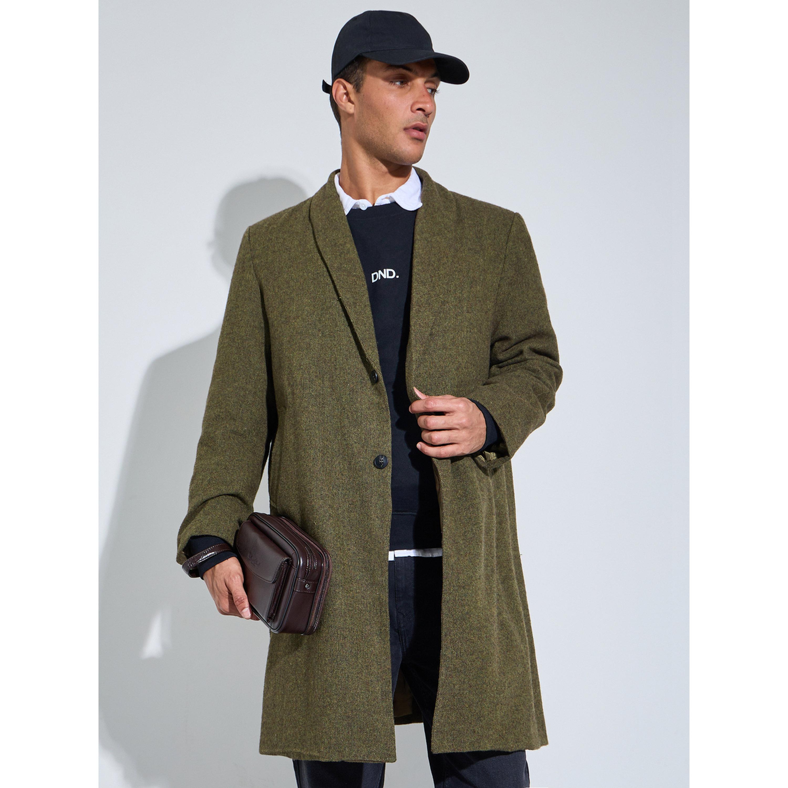معطف بأزرار وتفاصيل بارزة الملمس واسع للرجال باللون الزيتي-men-winterwear-jacketsandblazers-image-3