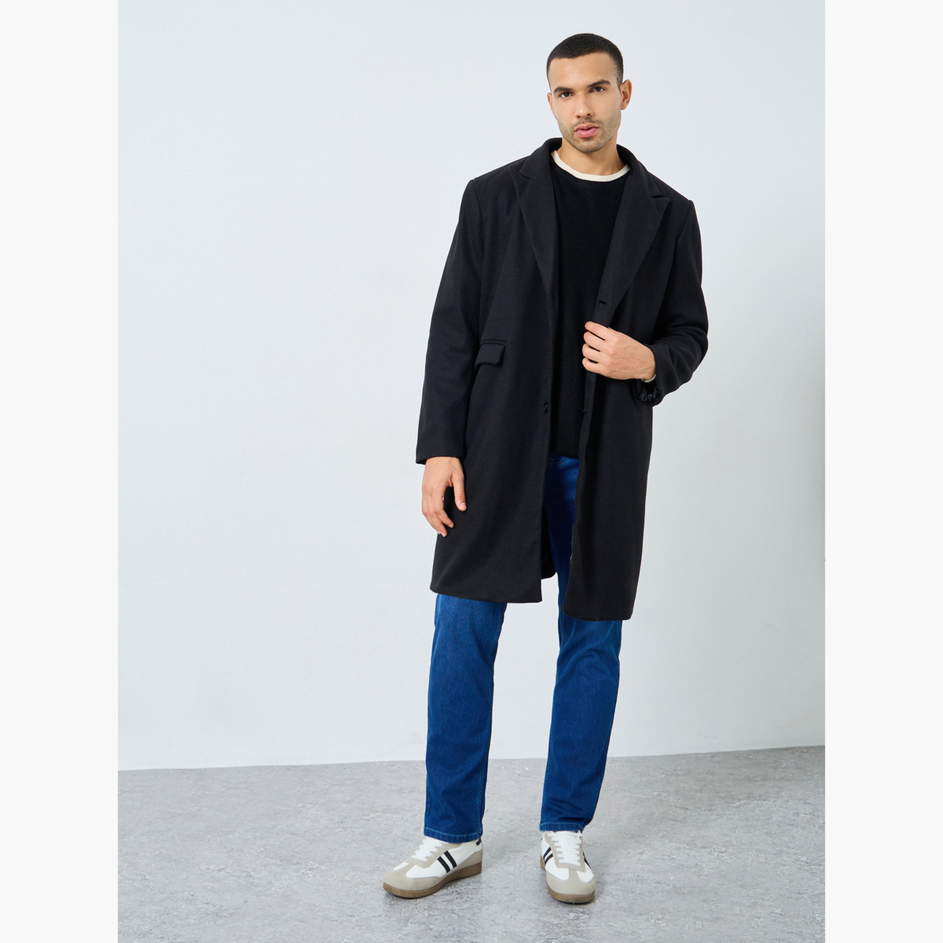 ستايلي - معطف رجالي أسود حجم كبير من الصوف-men-clothing-jacketsandblazers-coats-image-2