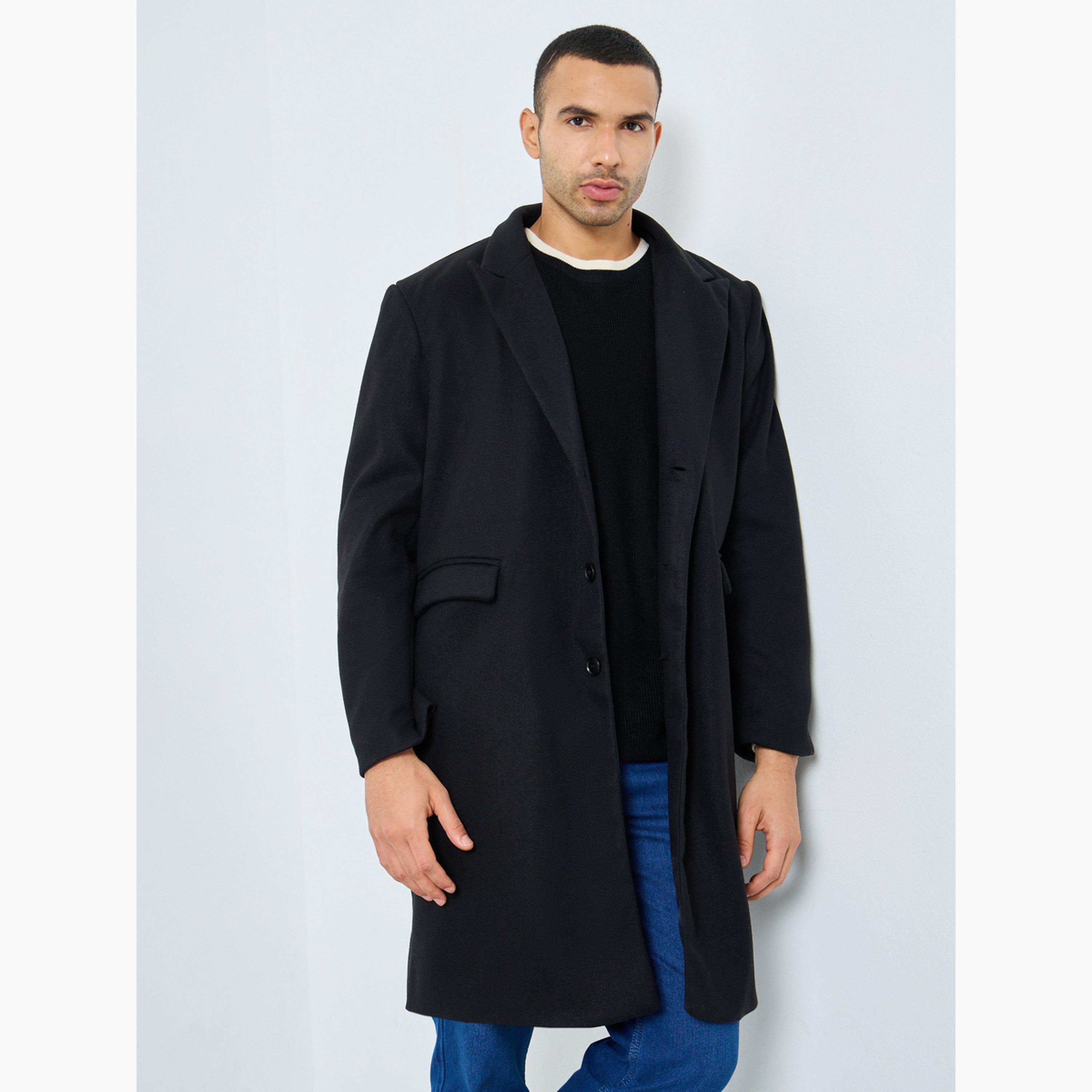 Styli Men Black Oversized Wool Like Coat-men-clothing-jacketsandblazers-coats-image-3