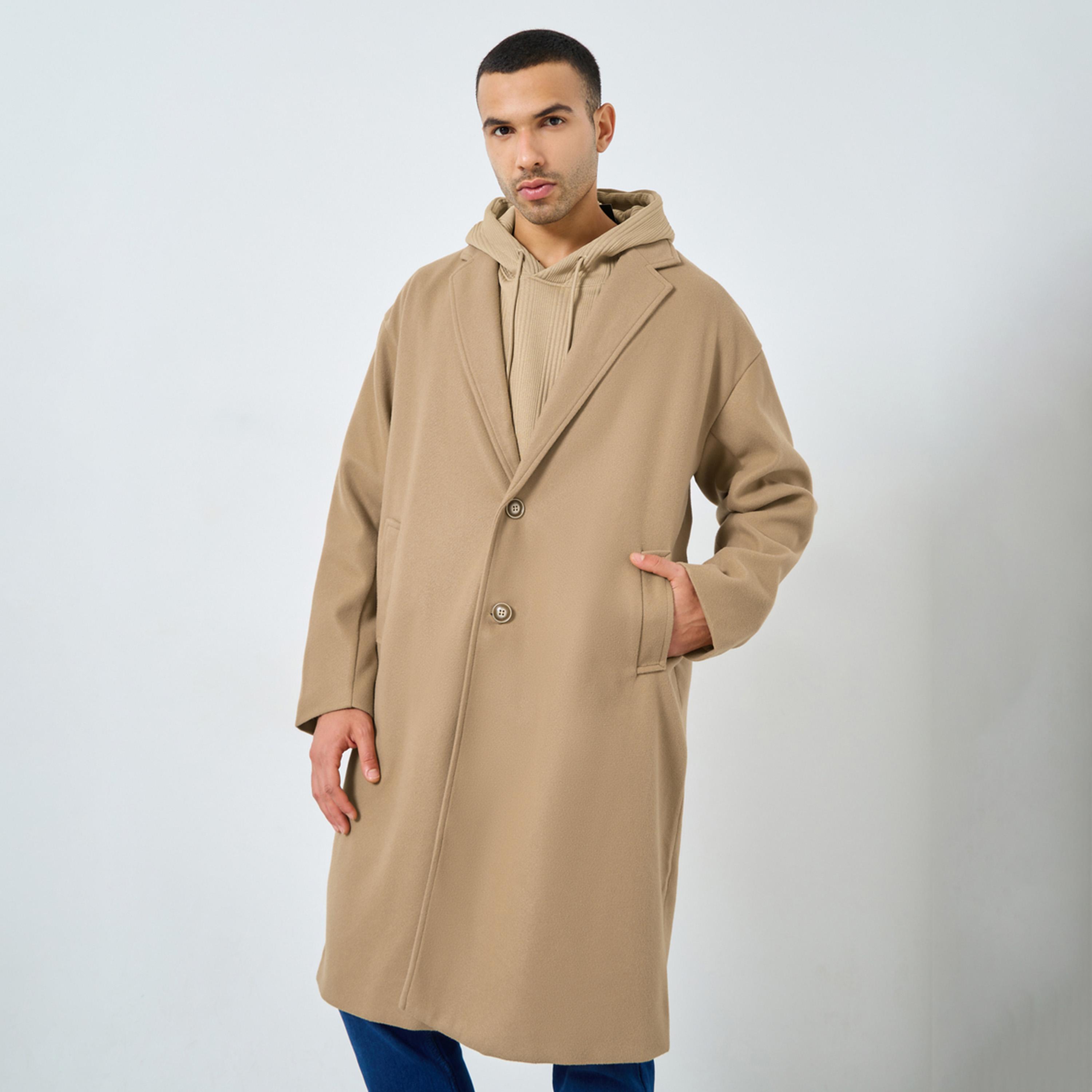 Styli Men Brown Oversized Wool Like Coat-men-clothing-jacketsandblazers-coats-image-1