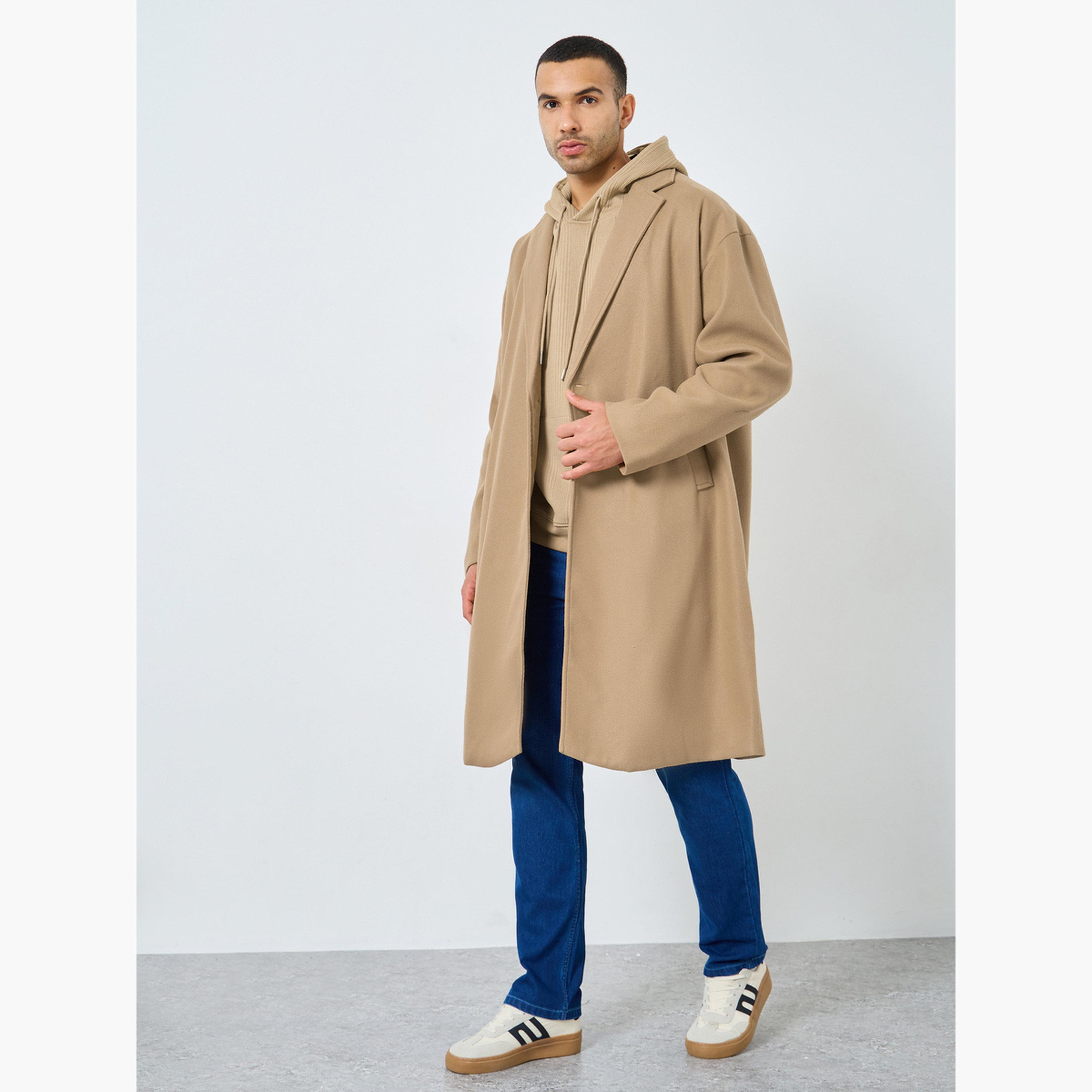 Styli Men Brown Oversized Wool Like Coat-men-clothing-jacketsandblazers-coats-image-2