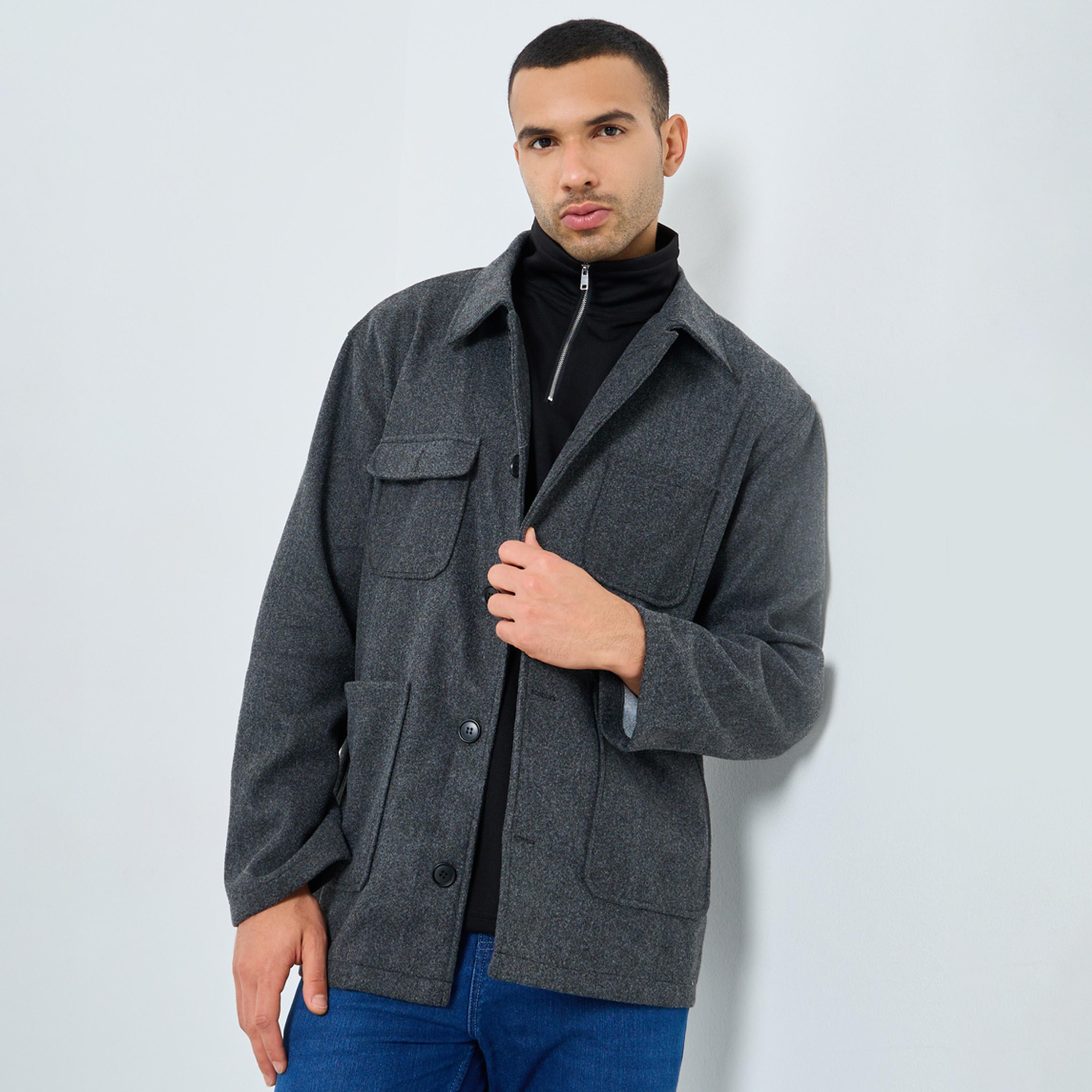 Styli Men Grey Oversized Wool Like Coat-men-clothing-jacketsandblazers-coats-image-1
