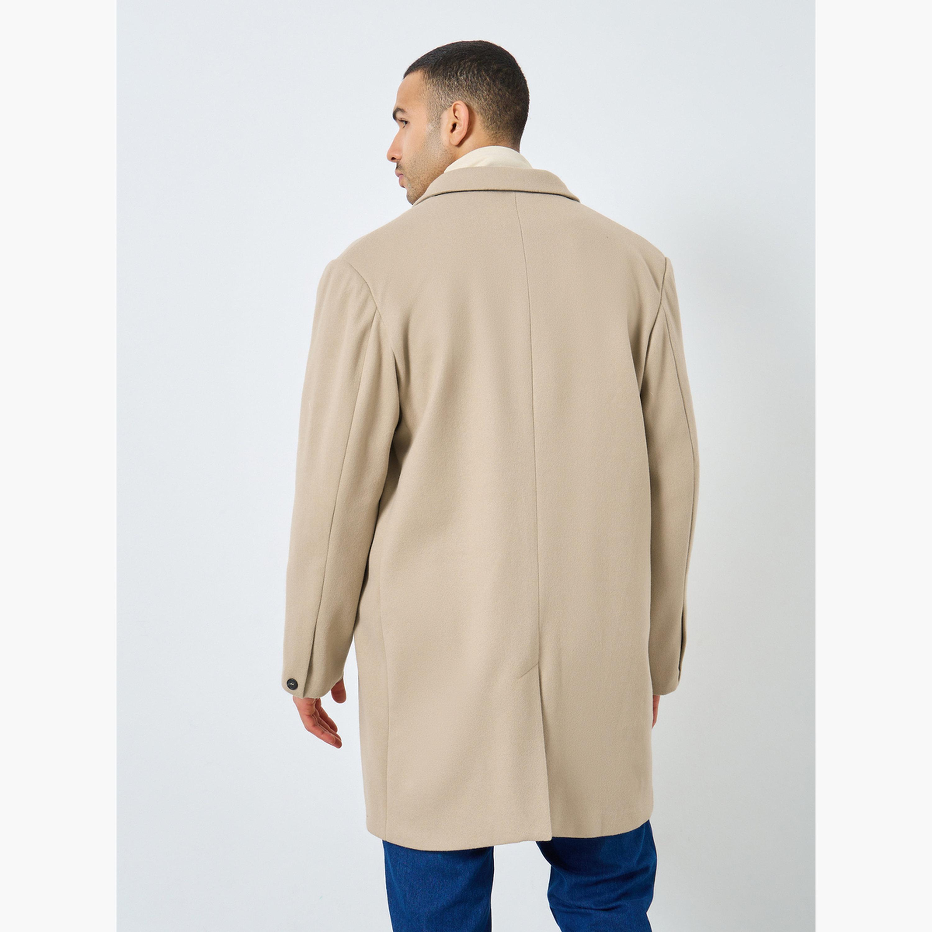 Styli Men Beige Longline Wool Like Coat-men-clothing-jacketsandblazers-coats-image-4