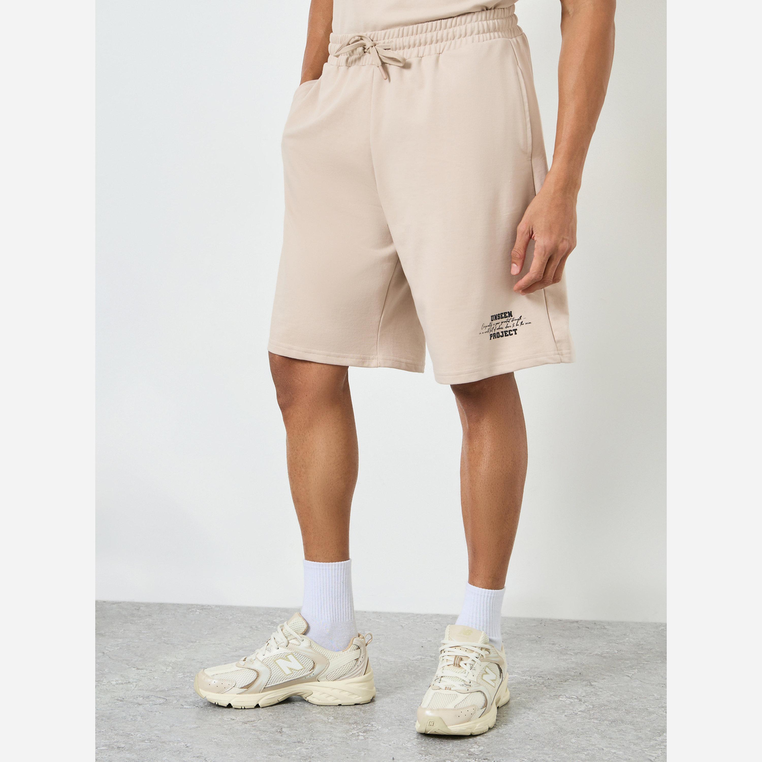 Styli Men Beige Oversized T-Shirt and Drop-Crotch Shorts Co-Ords-men-clothing-coordsets-image-5