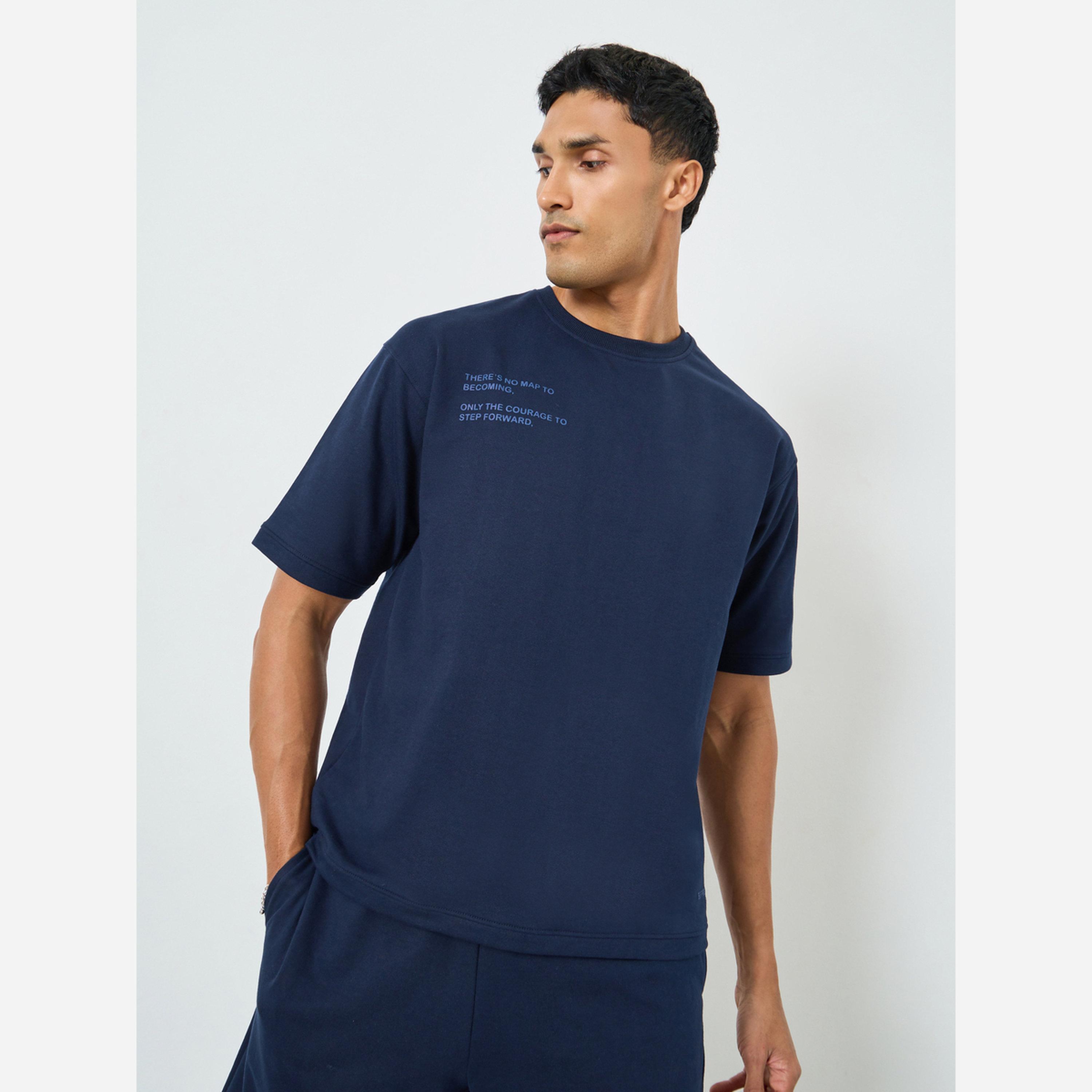 Styli Men Navy Oversized Puff Print T-Shirt and Shorts Co-Ords-men-clothing-coordsets-image-3