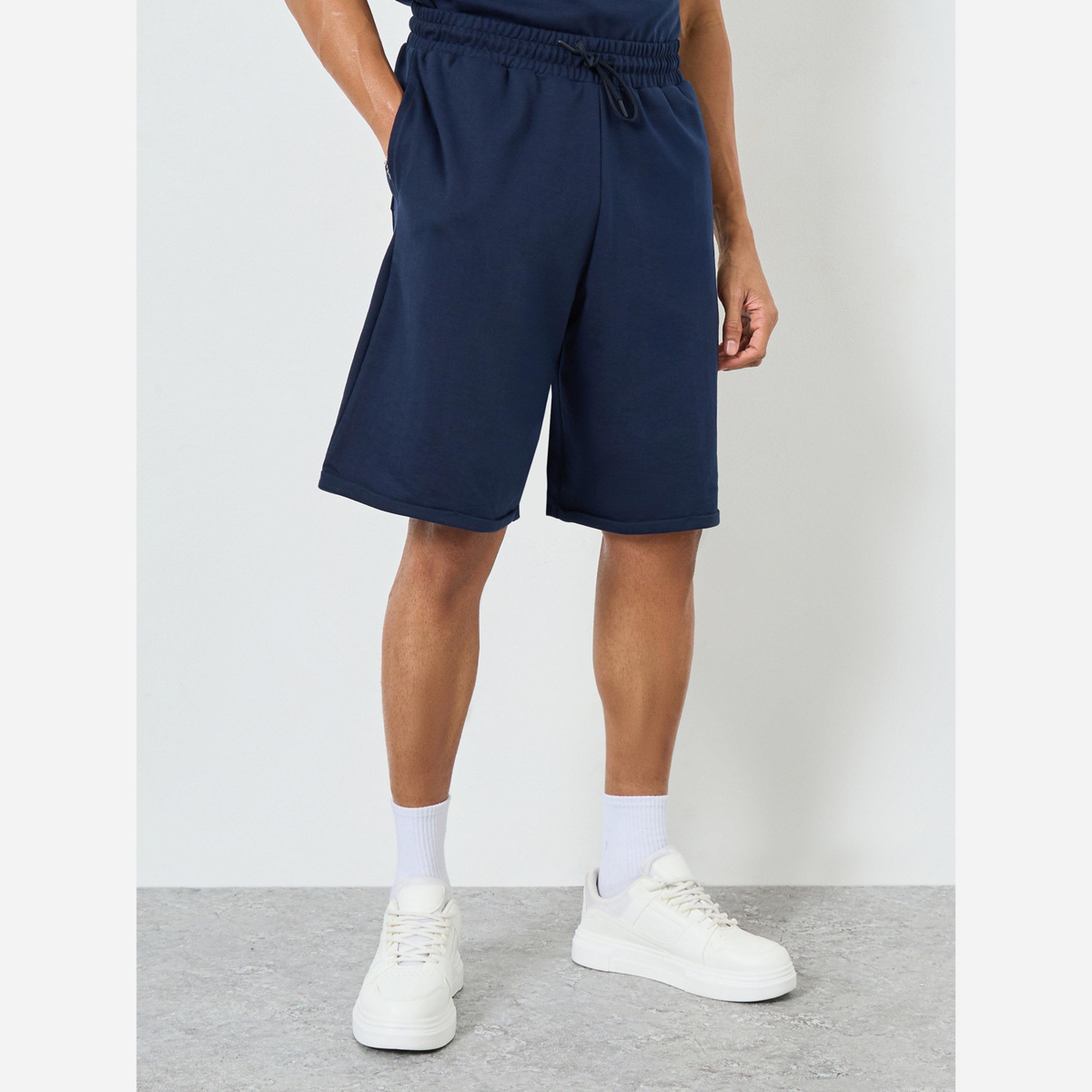 Styli Men Navy Oversized Puff Print T-Shirt and Shorts Co-Ords-men-clothing-coordsets-image-4