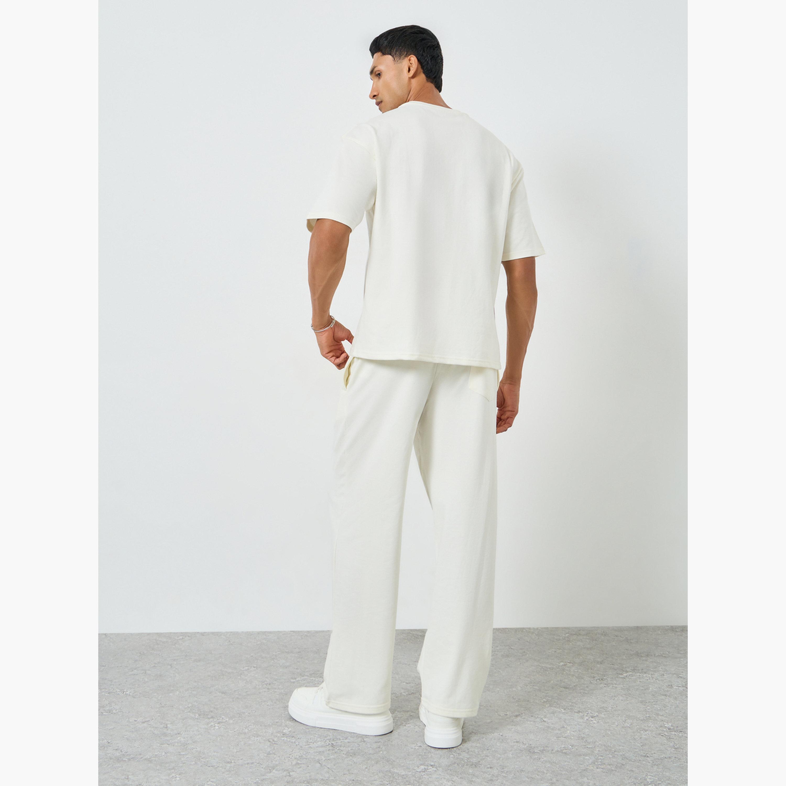 Styli Men Cream Oversized T-Shirt and Drawstring Pants Co-Ords-men-clothing-coordsets-image-6