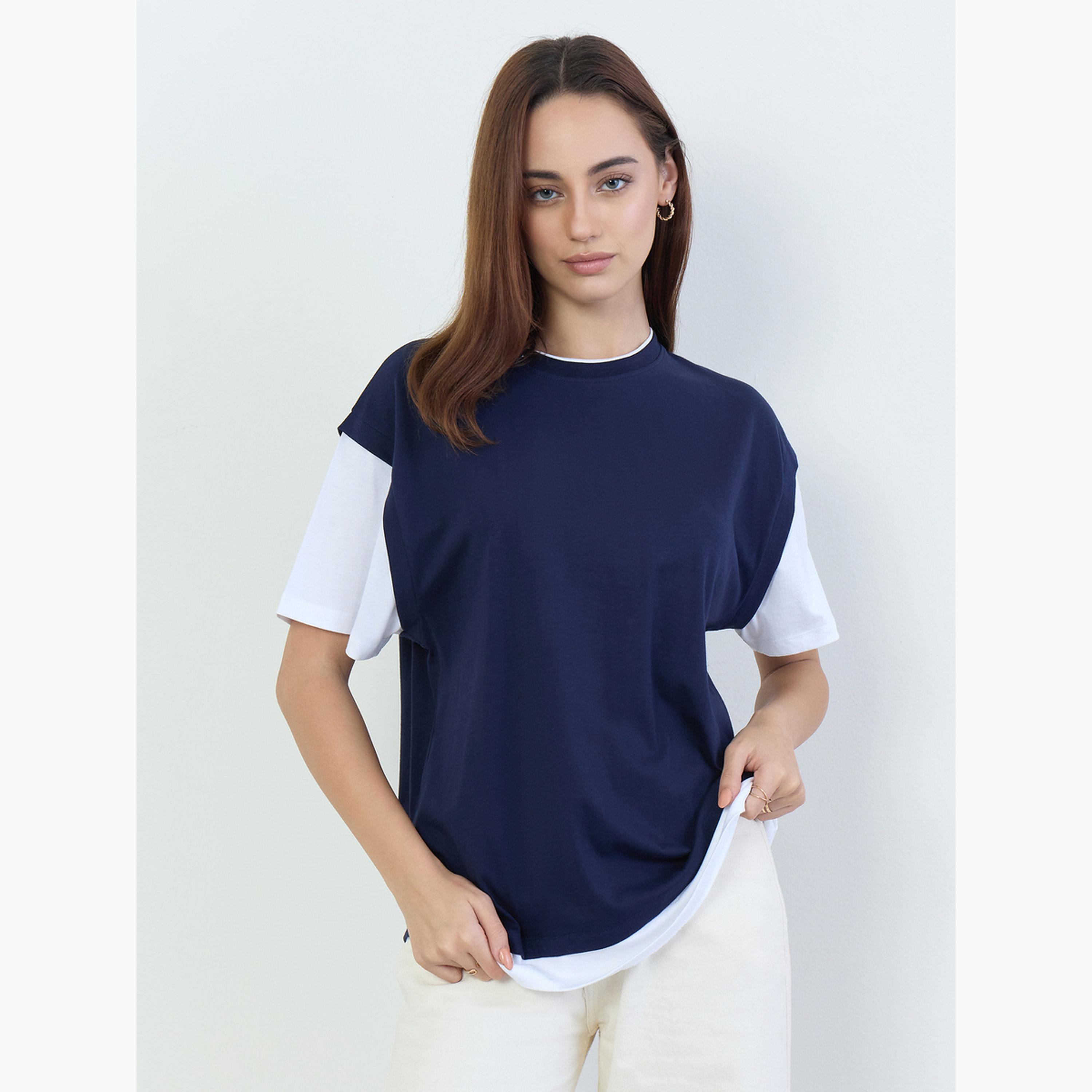ستايلي - تي شيرت مقاس واسع بألوان متعددة-women-clothing-tshirts-image-1