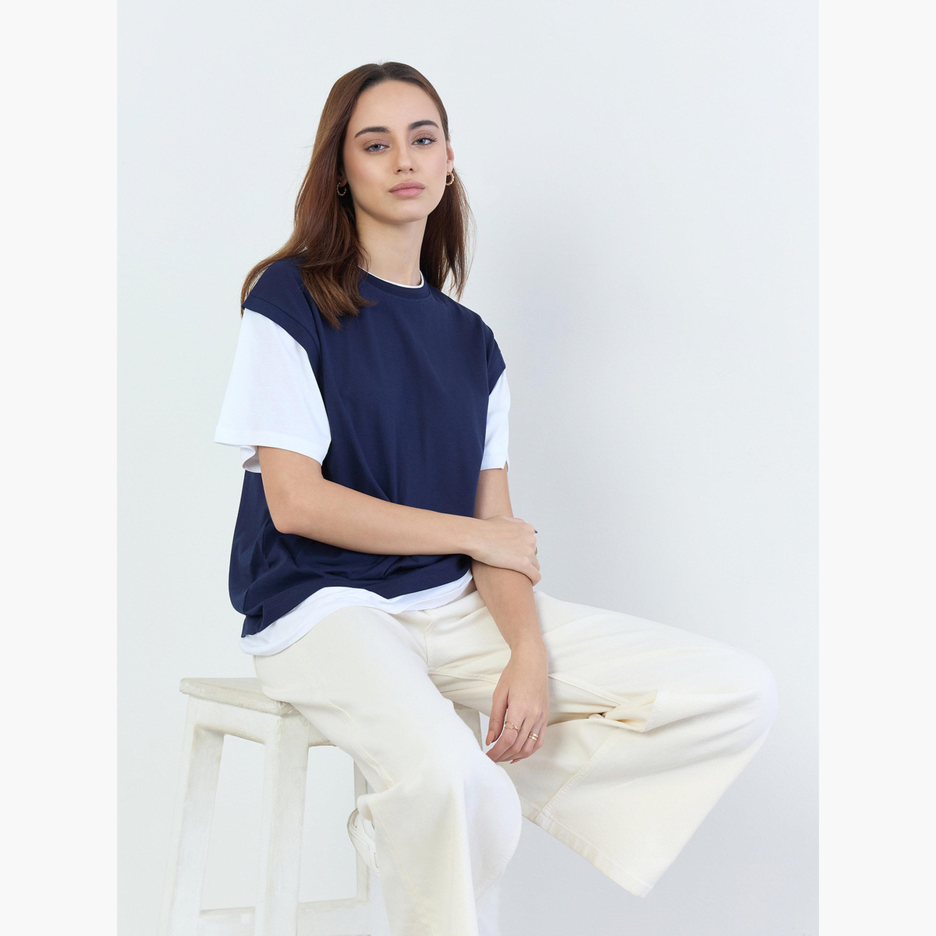 ستايلي - تي شيرت مقاس واسع بألوان متعددة-women-clothing-tshirts-image-3