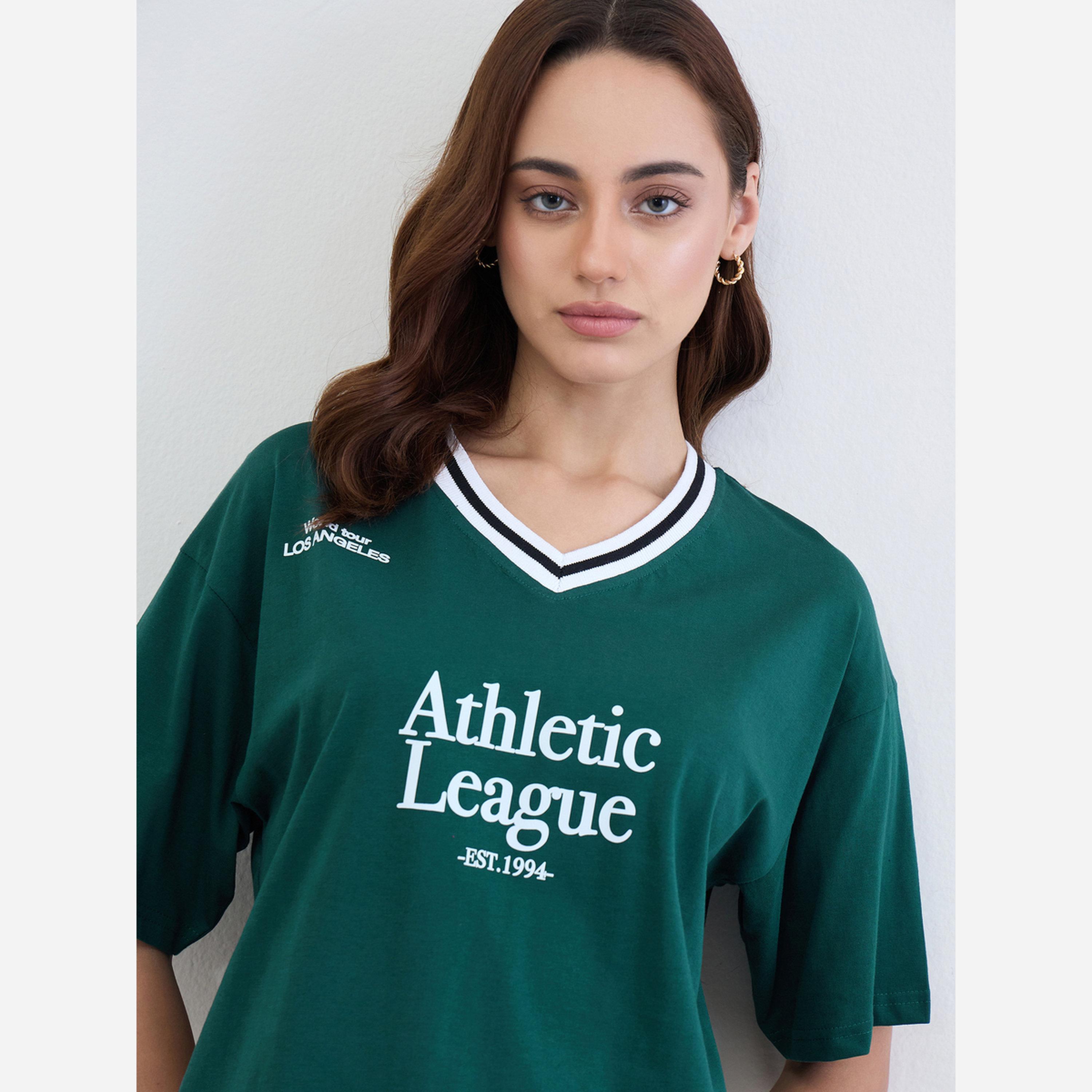Styli Green Varsity Slogan Oversized T-Shirt-women-clothing-tshirts-image-4