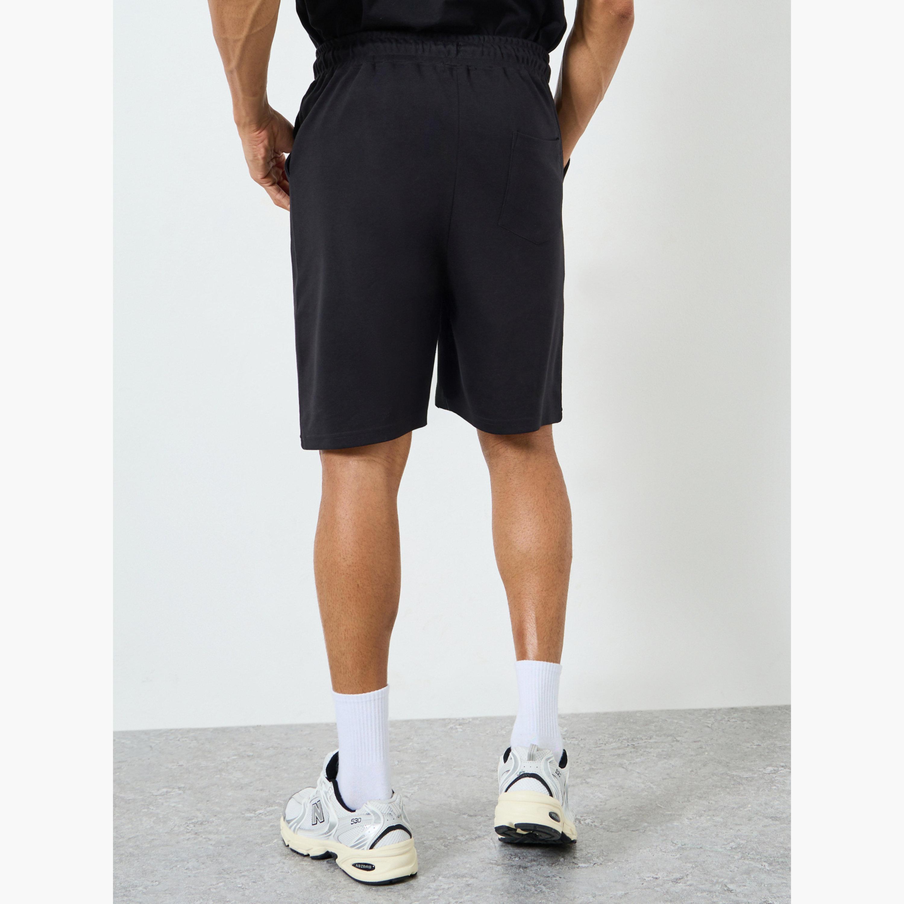 شورت محبوك سادة بخصر برباط للرجال-men-clothing-bottoms-shorts-image-4