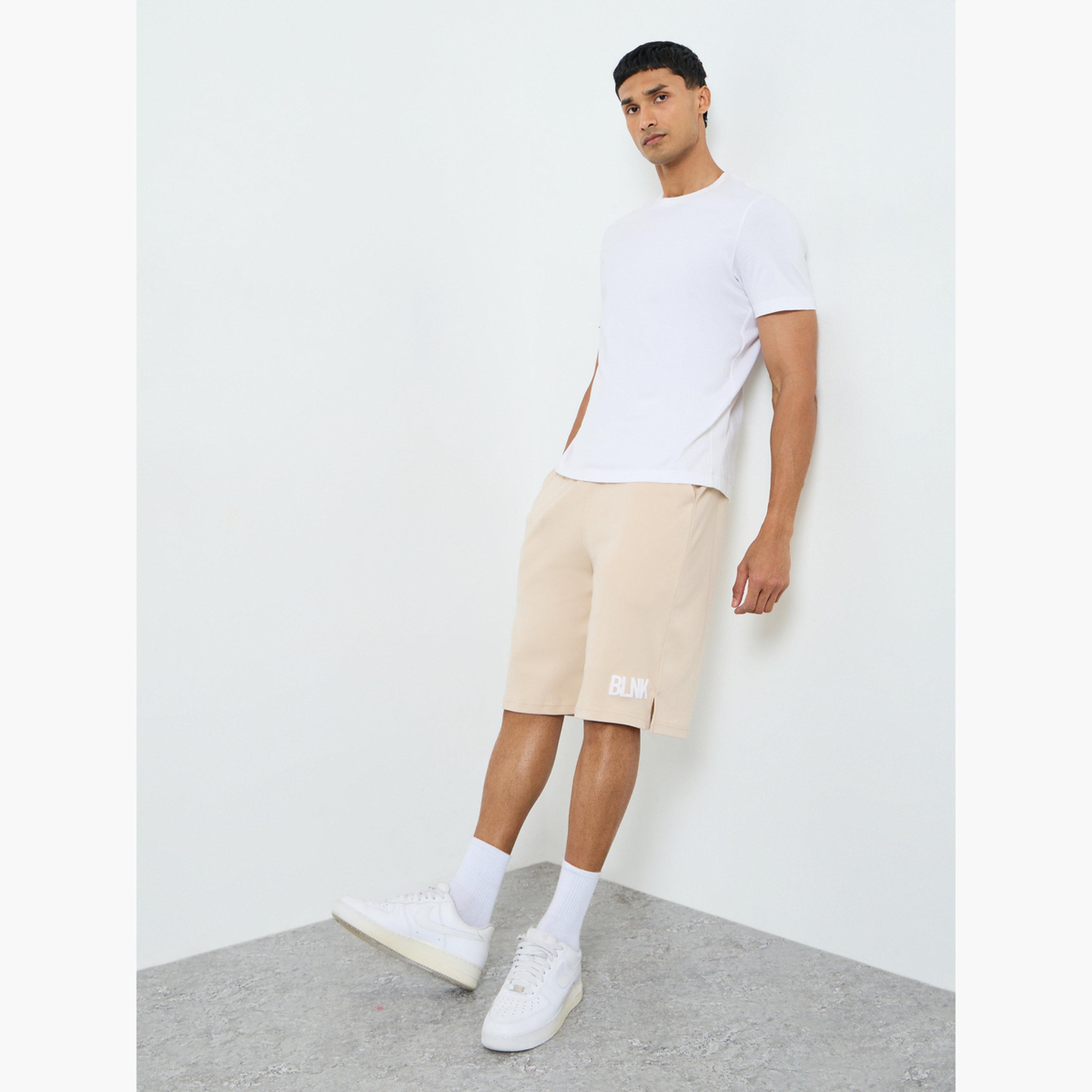 Styli Men Beige Oversized Shorts with Drawstring-men-clothing-bottoms-shorts-image-2