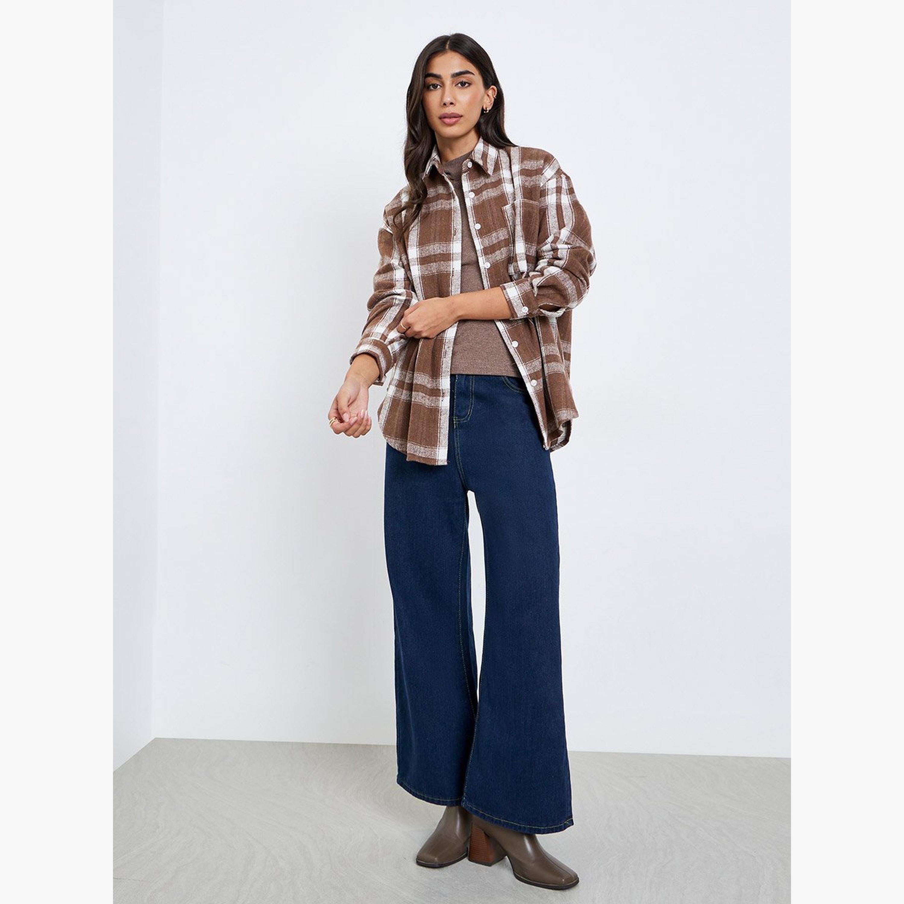 ستايلي - قميص مقاس كبير بأكمام طويلة ومنقوش-women-clothing-shirtsandblouses-shirts-image-2