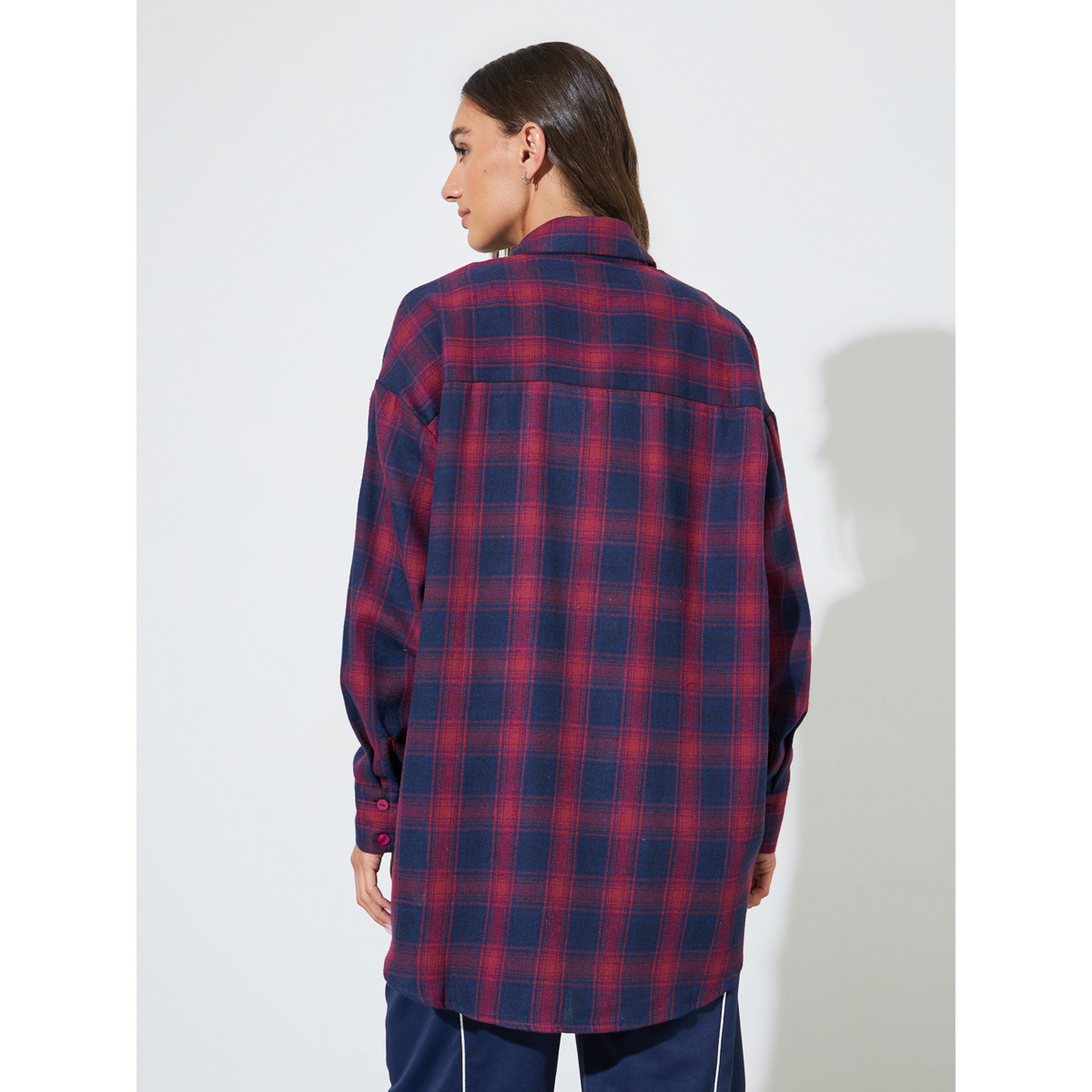 Styli Oversized Checked Print Buttoned Shirt-women-clothing-shirtsandblouses-shirts-image-4