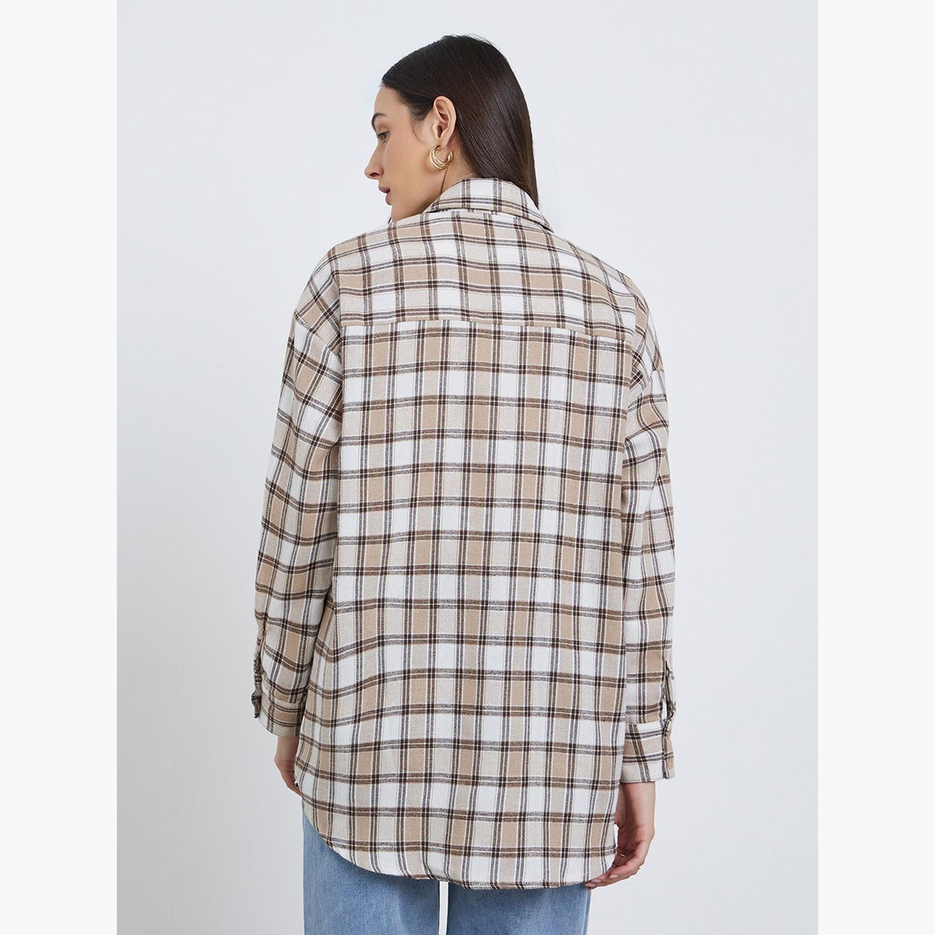 Styli Oversized Checked Print Buttoned Shirt-women-clothing-shirtsandblouses-shirts-image-5