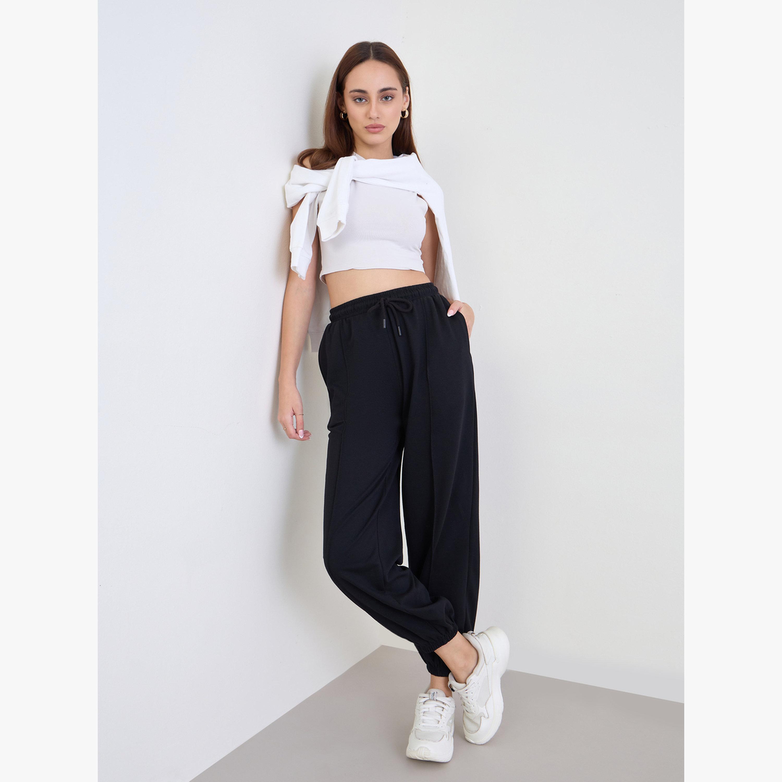 Styli Women Black Relaxed Fit Joggers-women-clothing-bottoms-joggers-image-2