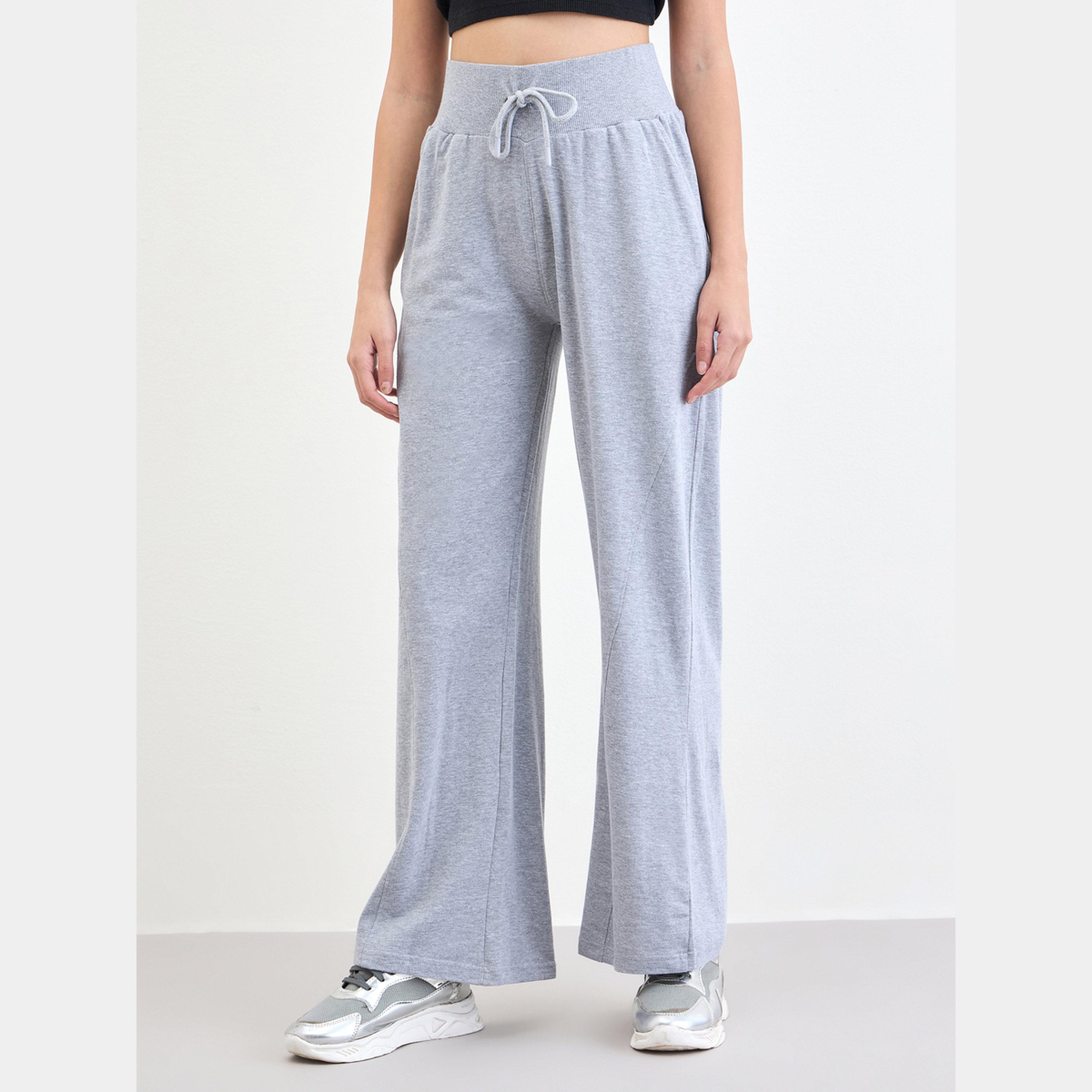 ستايلي - بنطال رياضي رمادي واسع الساق مع رباط-women-clothing-bottoms-joggers-image-1